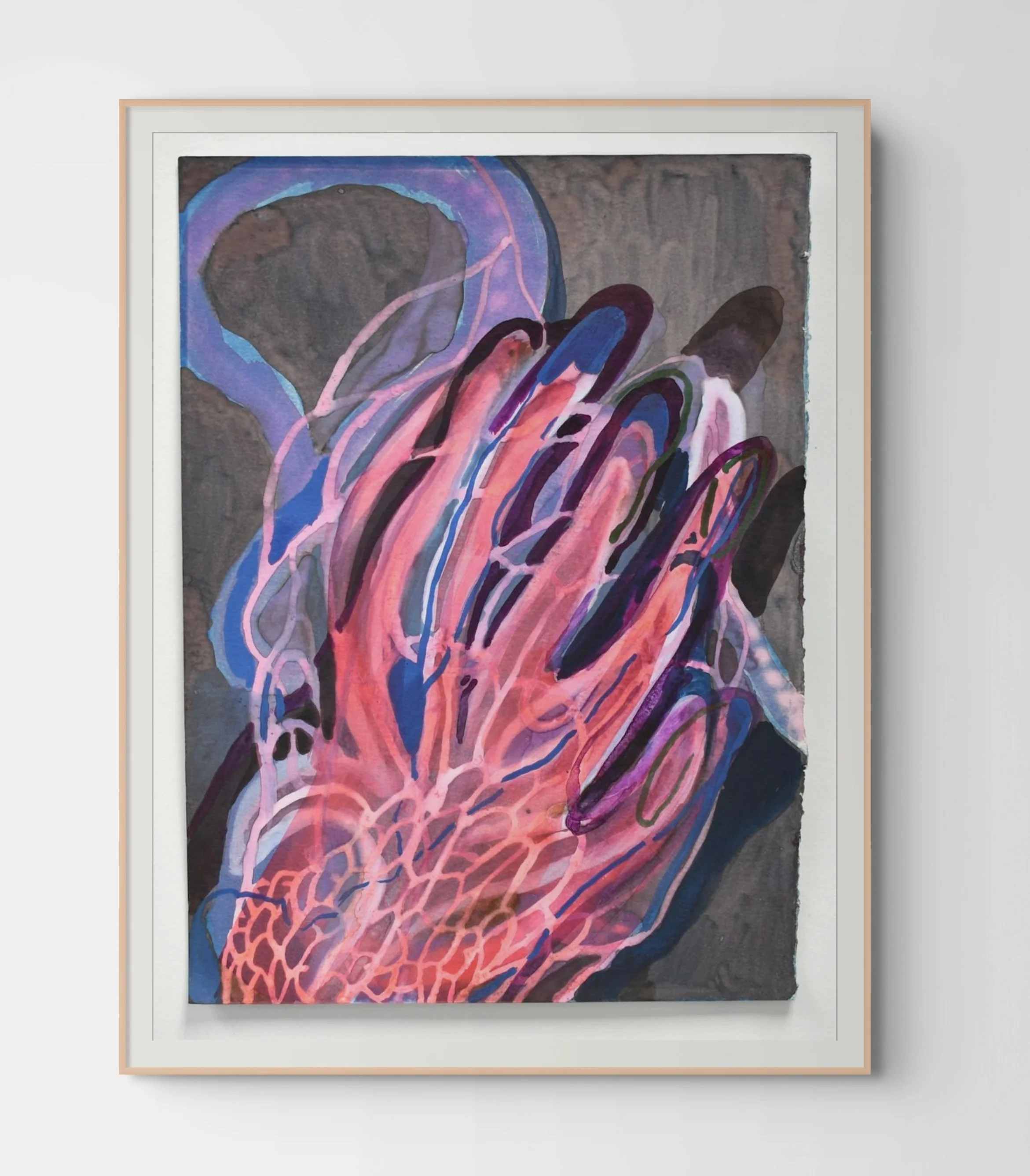 Rachel Frank,  Metamorphic Snake Vein Hand,  2026, Ink and watercolor on cyanotype, 11 x 8 in
  INQUIRE  