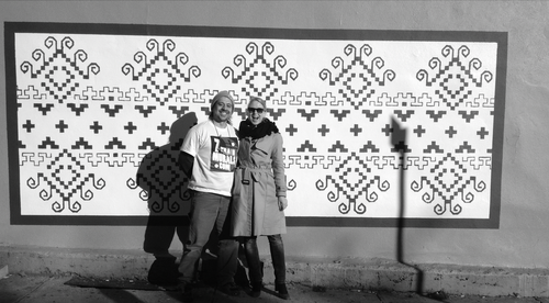 Mark Salinas, Bulgarian Embroidery , 2014. Mural on 40th St. Sunnyside, Queens.