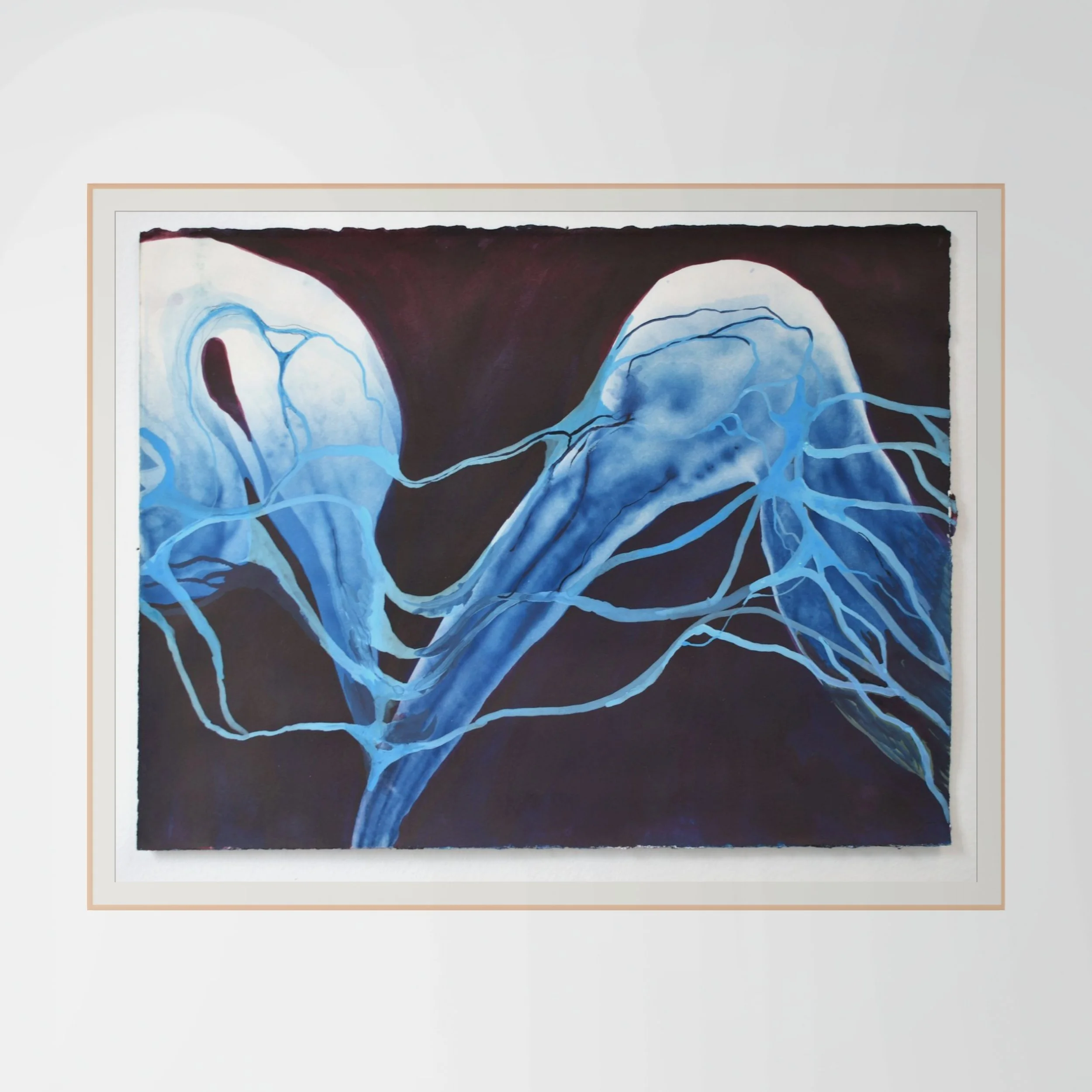 Rachel Frank,  Chrysalid Overflow, , 2026, Ink and watercolor on cyanotype, 11 x 15 in
  INQUIRE  