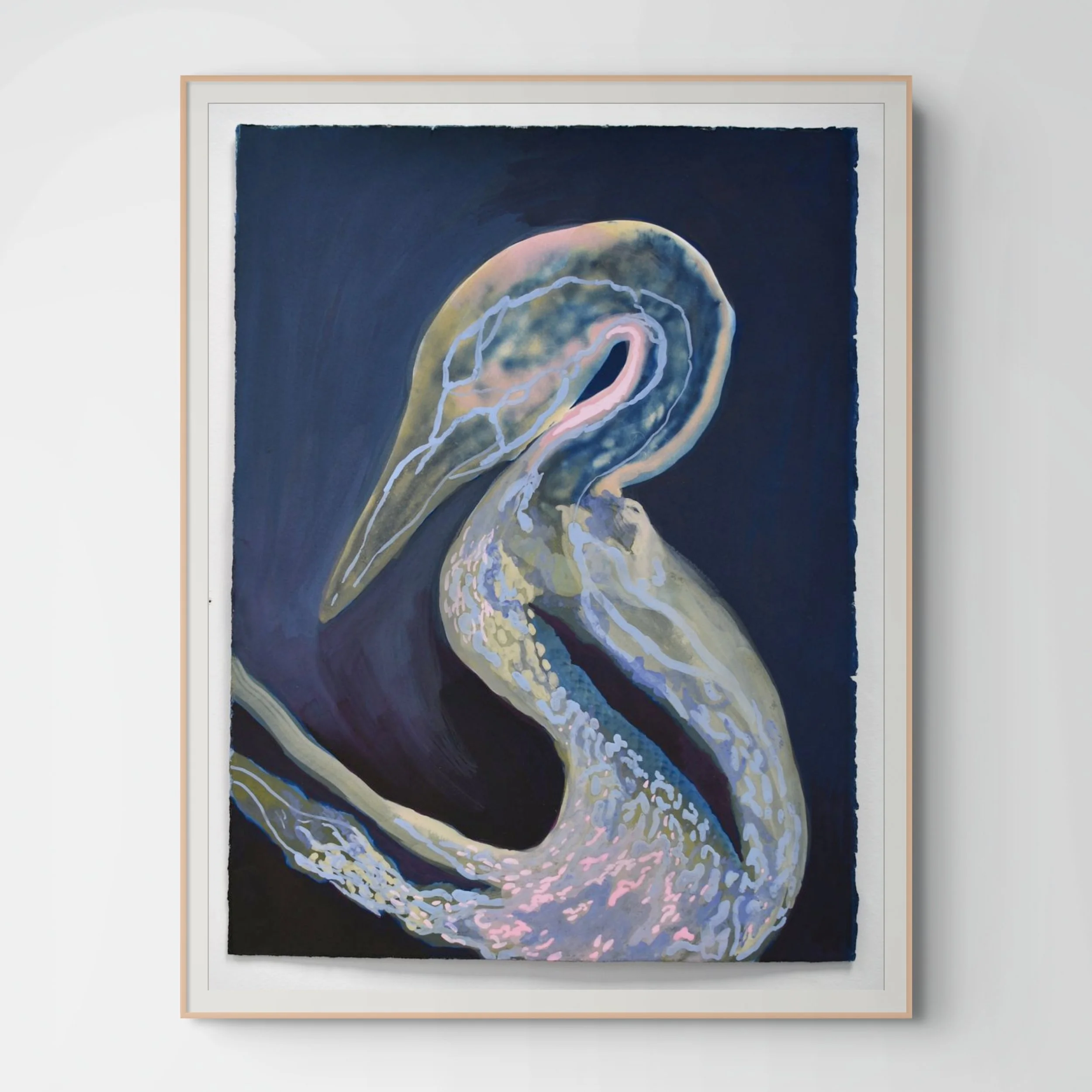 Rachel Frank,  Protective Snake Bird, , 2026, Ink and watercolor and cyanotype, 15 x 11 in
  INQUIRE  