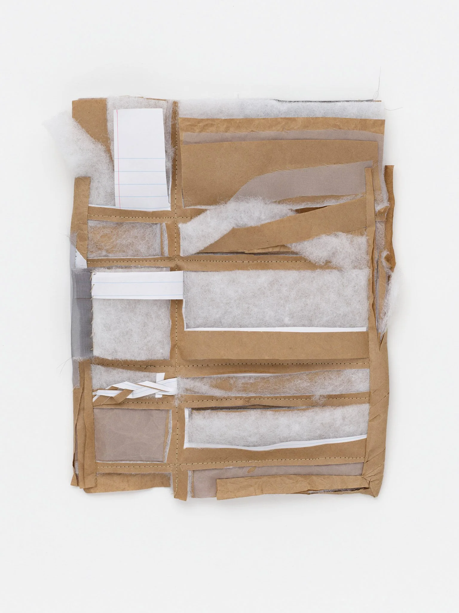 Noah Pica, eight and a half by eleven 6 , 2023, craft paper, lined paper, fabric, thread, batting, 11 x 8.5 x 1in. INQUIRE