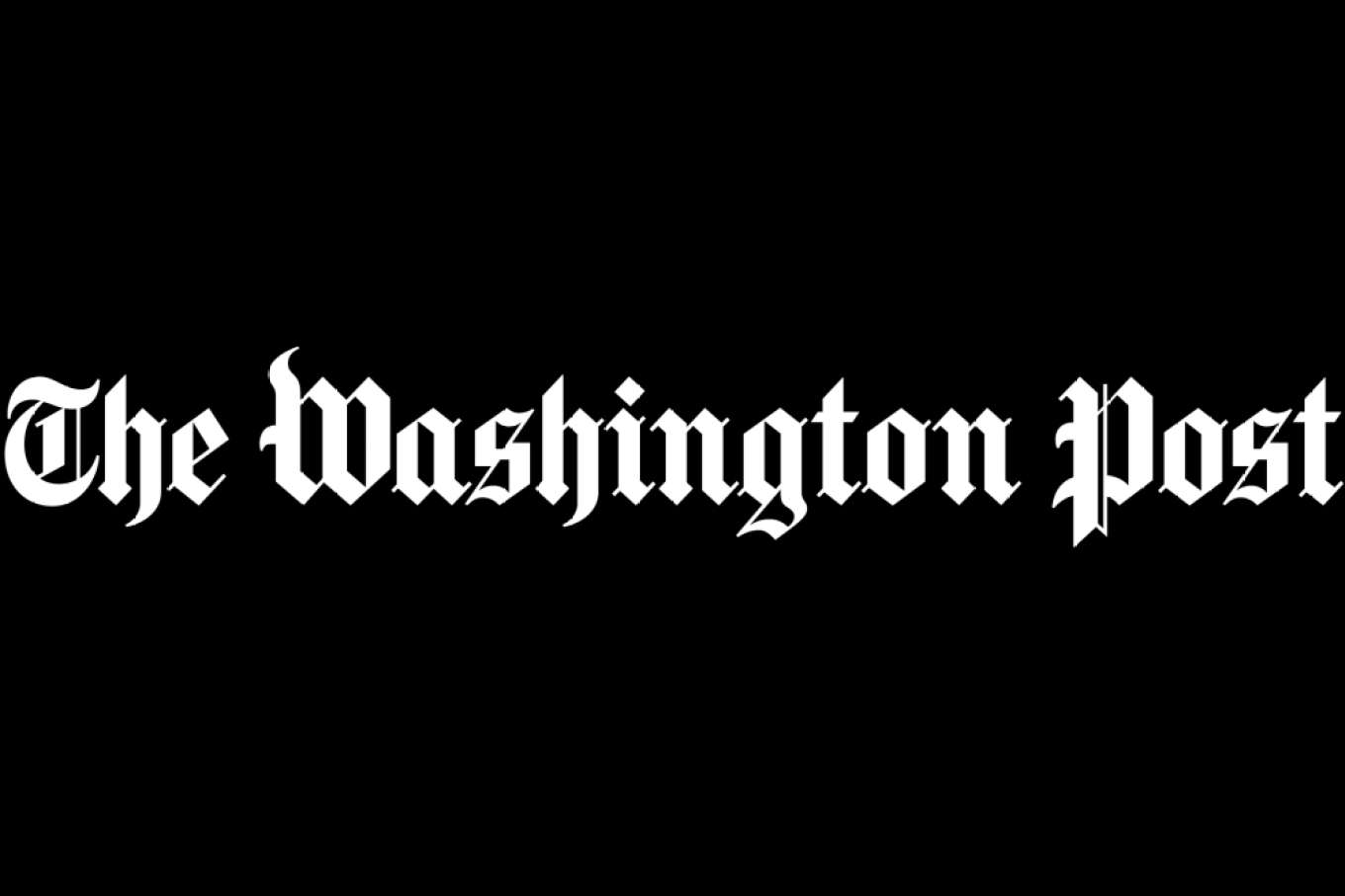 Black background with the white text logo of The Washington Post.
