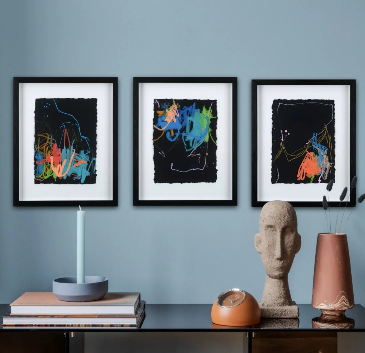 Night Garden IV, V, VI Robin Davisson abstract painting Washington DC in situ Large.jpeg (Copy) (Copy)