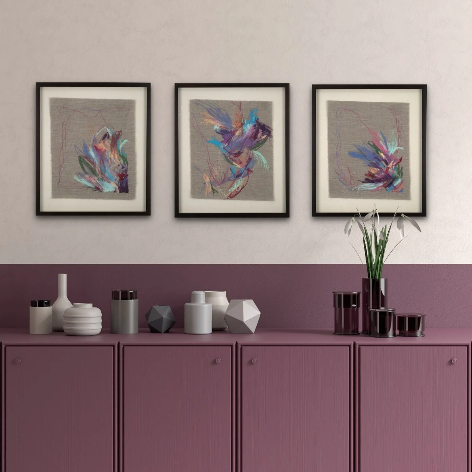 Held Open I, II, III Robin Davisson abstract painting Washington DC in situ.jpg