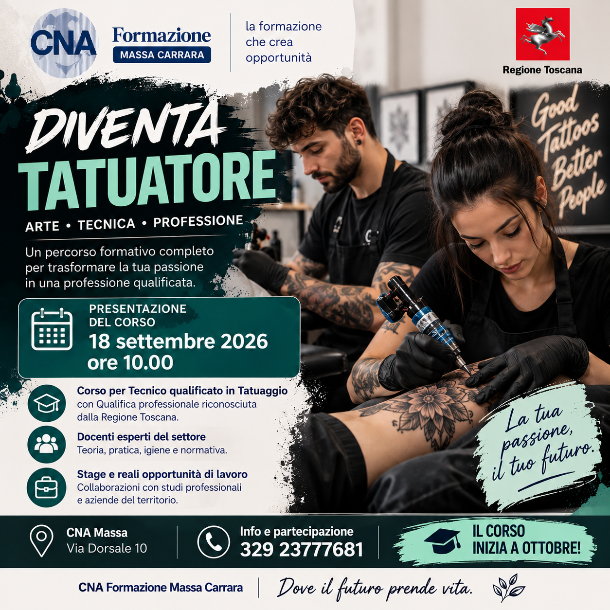 Nuova edizione corso Tecnico Qualificato in Tatuaggio 18 settembre 2026