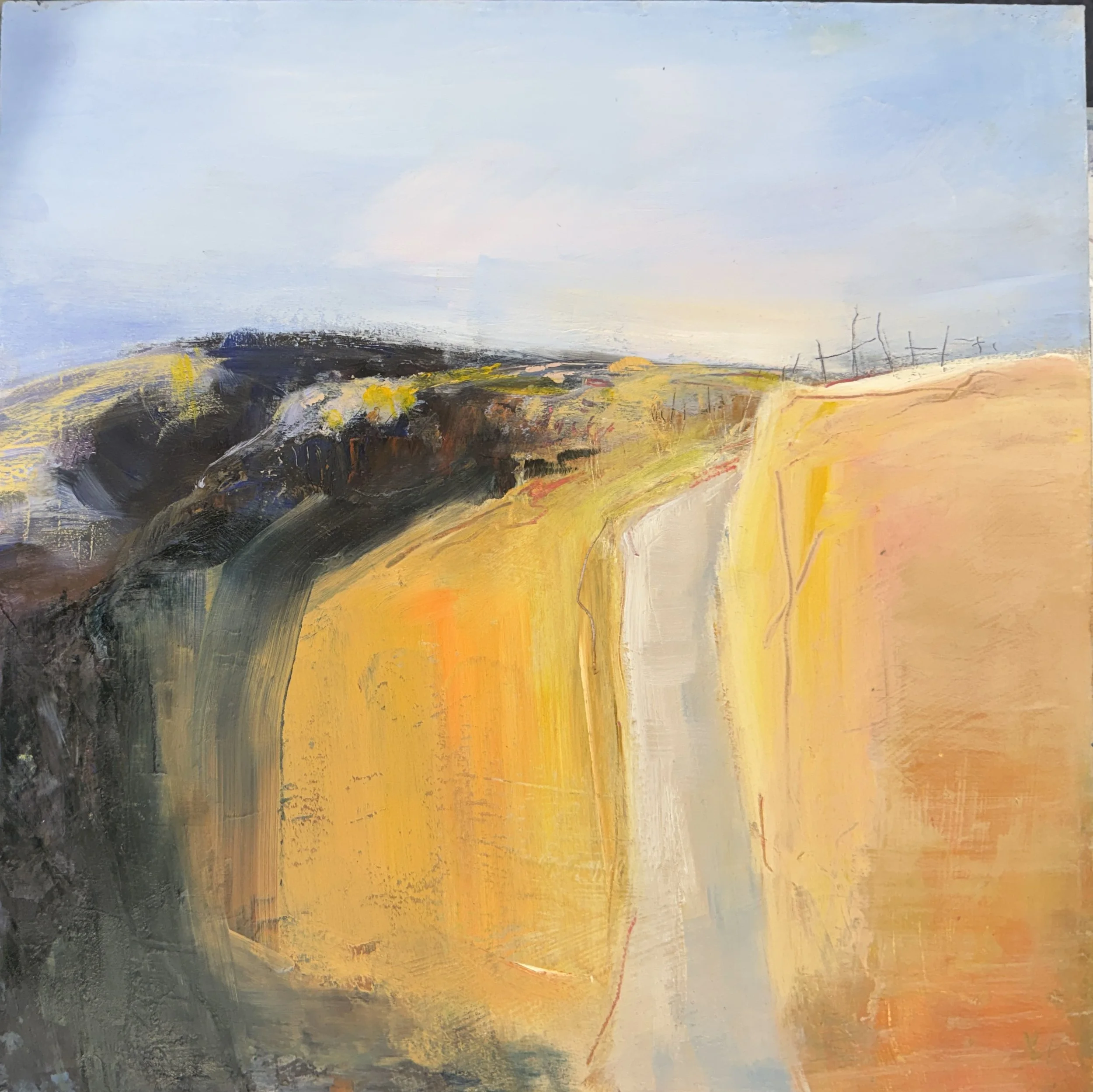 Fields of Gold - Oil & Cold Wax, 30 x 30cm [POA]