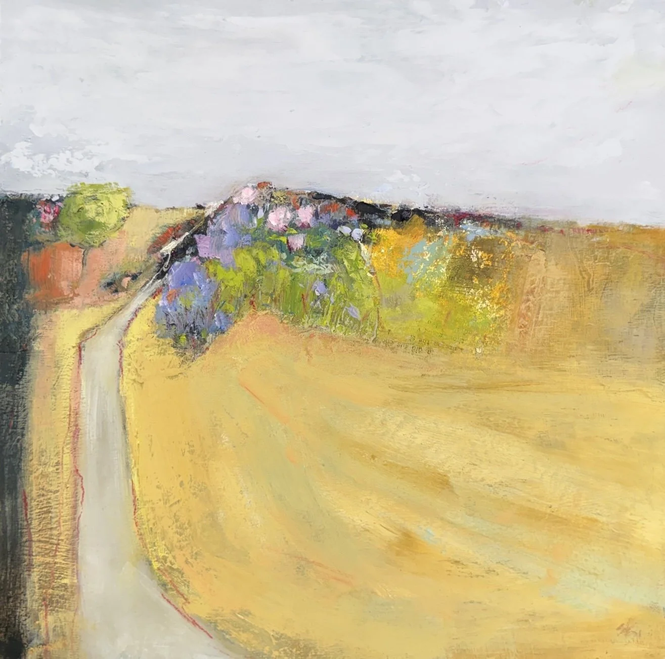 Over the Hill - Oil & Cold Wax on Board, 30 x 30cm