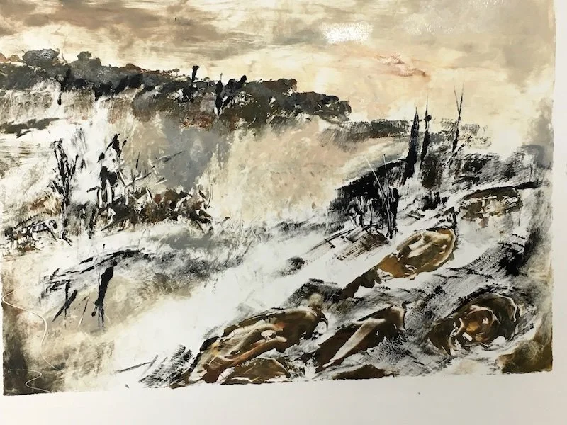 Monoprint study, Dartmoor