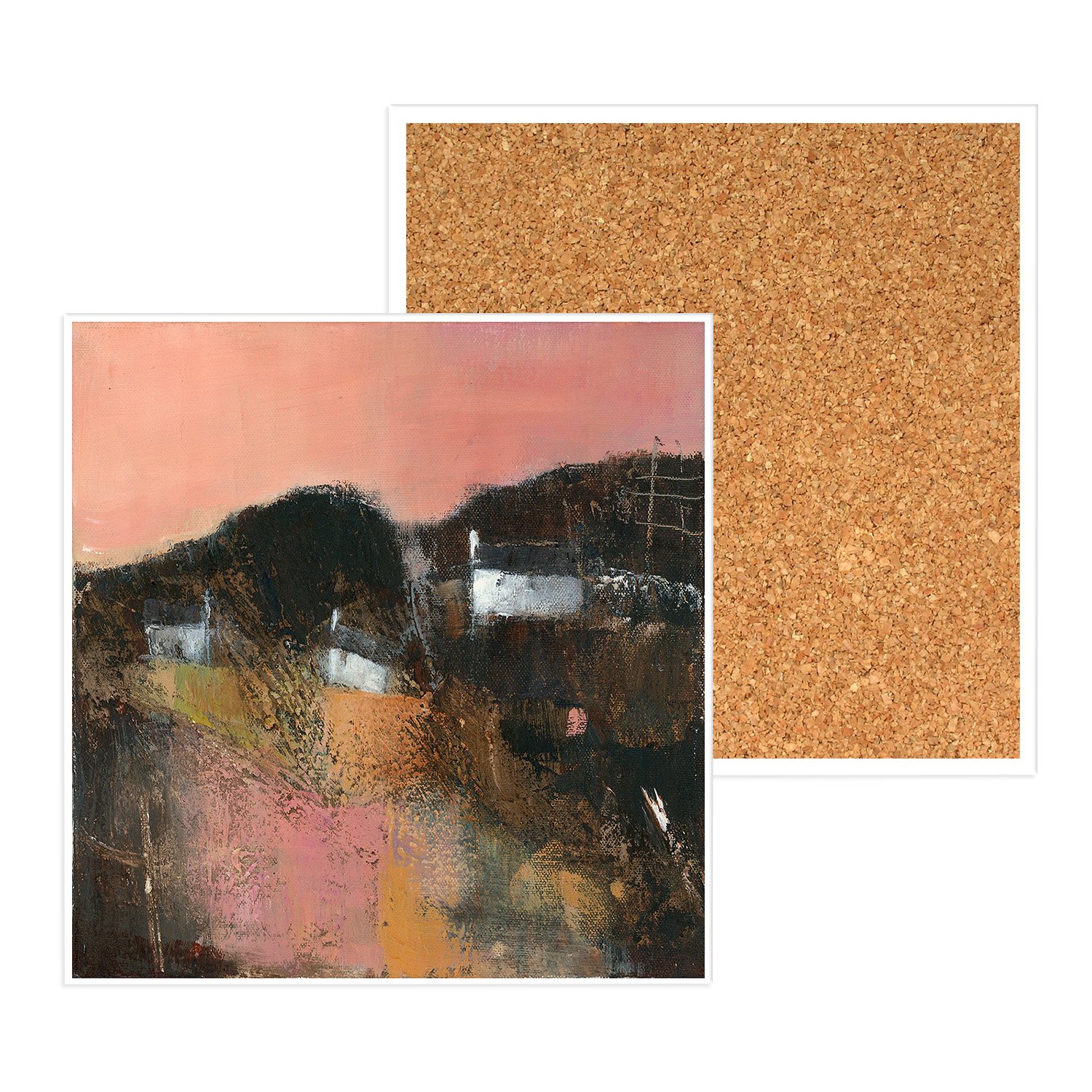 Landscape and Cottages - Art Coaster