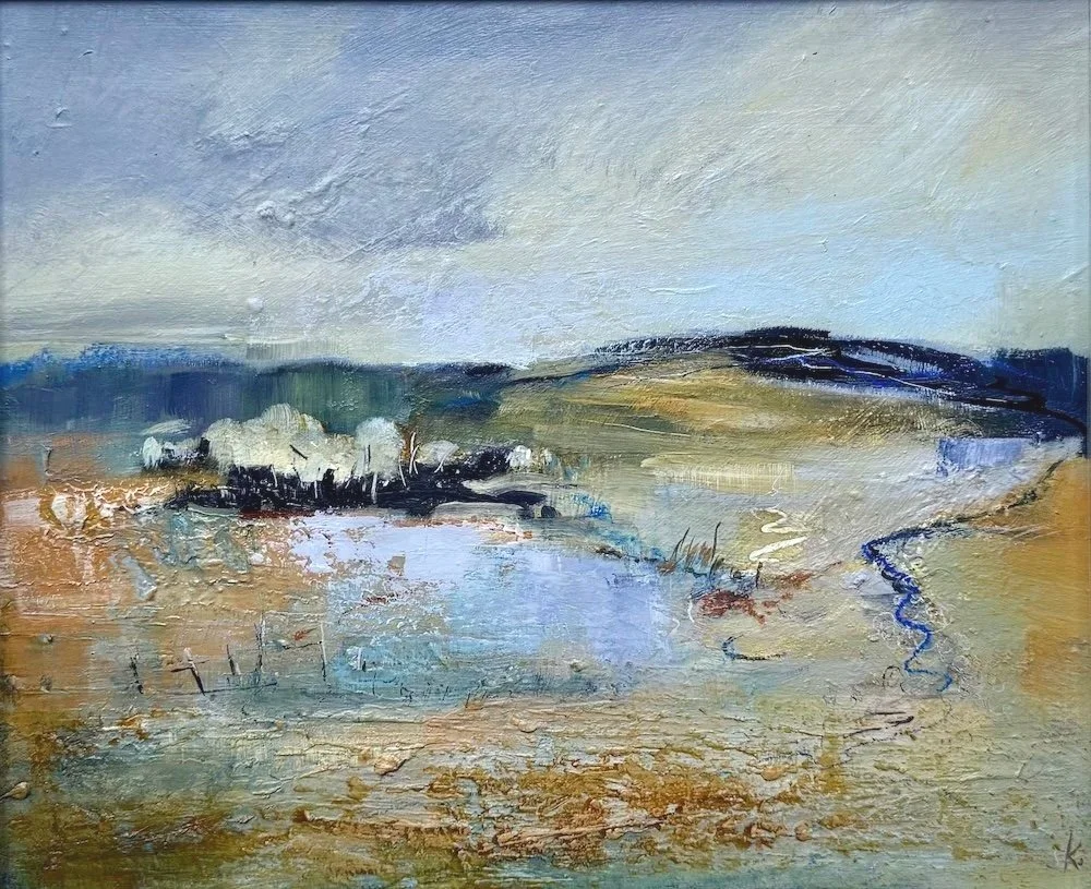 Field Lines 2 - Acrylic on Board, 30 x 25cm