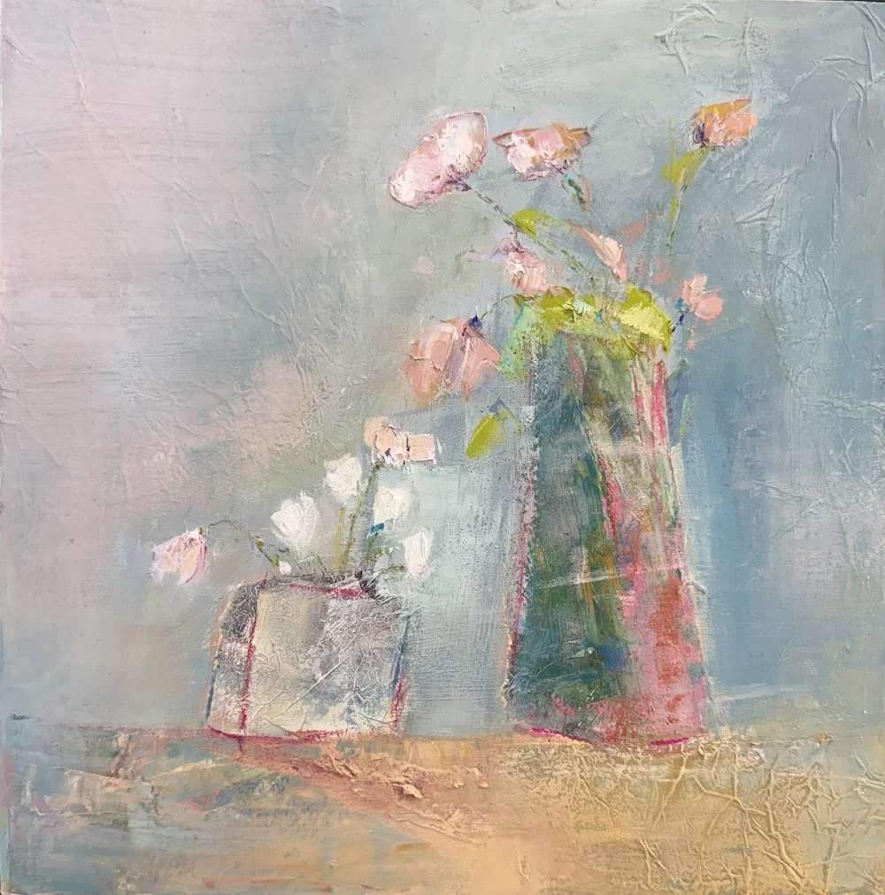 Spring Vase - Oil & Cold wax, 30 x 30cm