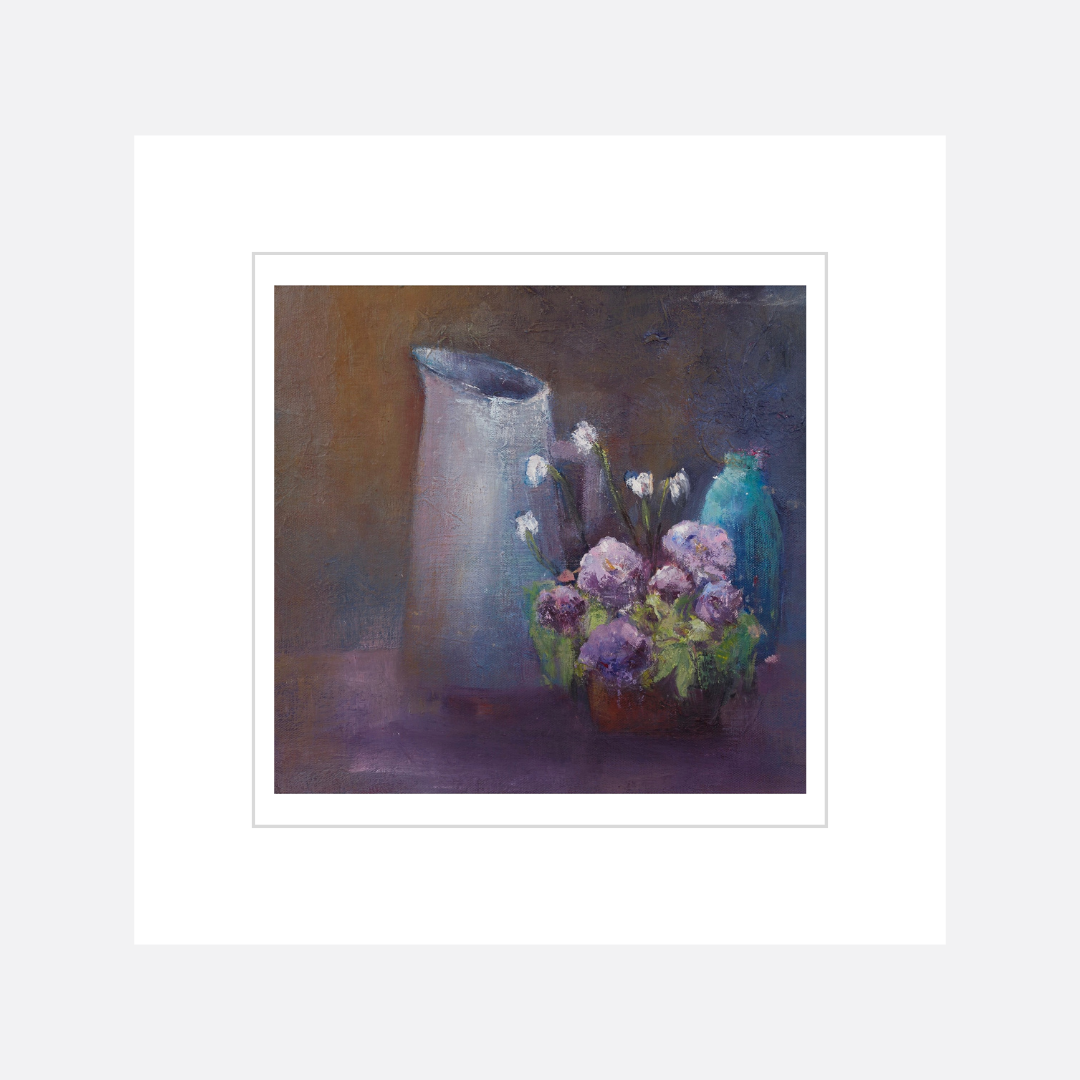 Pinks With Jug And Blue Vase - Mini Print