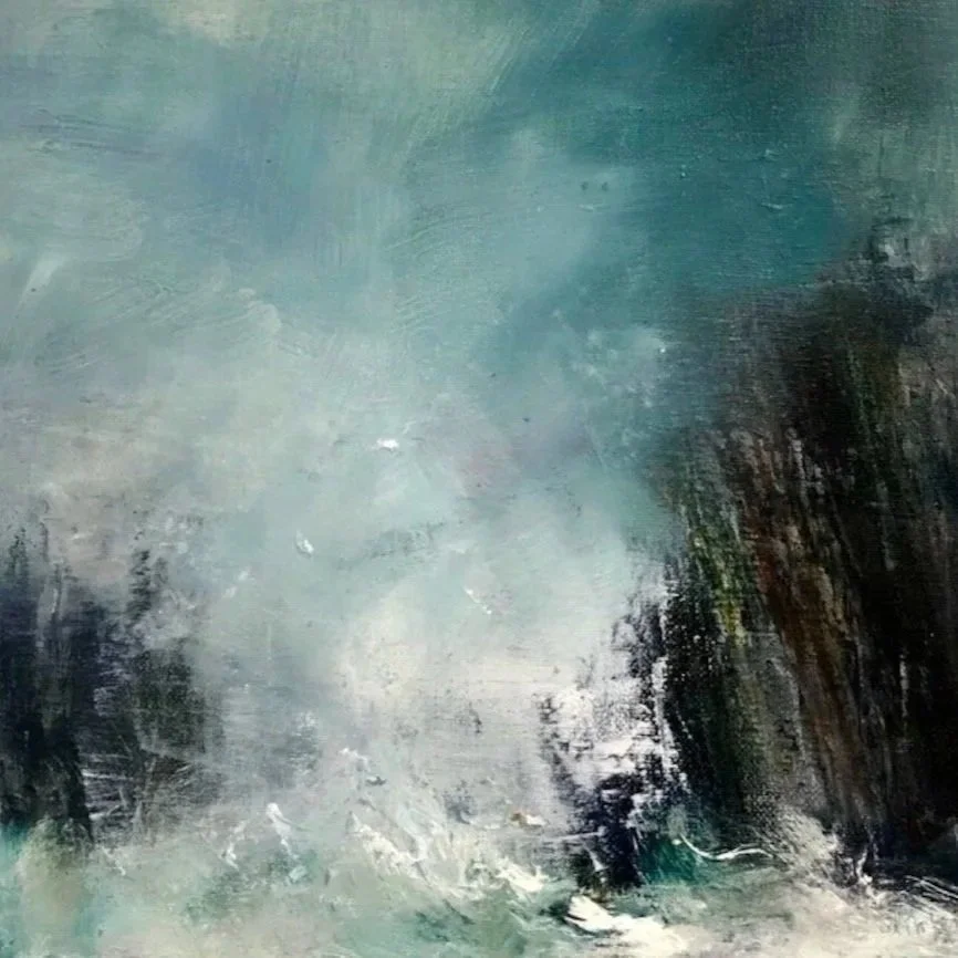 Gulls and Surf - Oil on canvas, 30 x 30cm