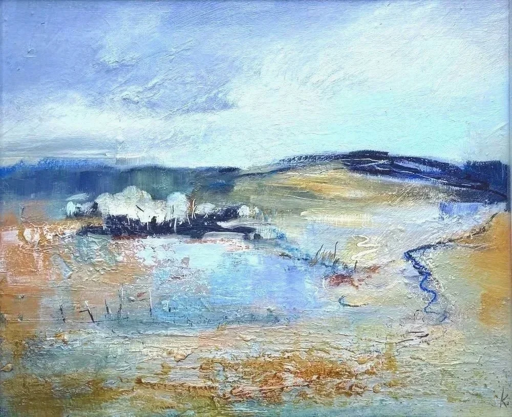 Field Lines 2 - Acrylic on. board. 30 x 25cm / 46 x 41cm
