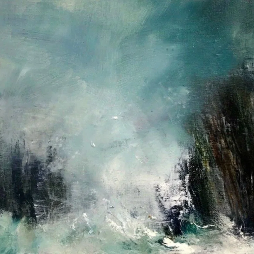 Gulls And Surf - Oil on canvas, 30 x 30cm