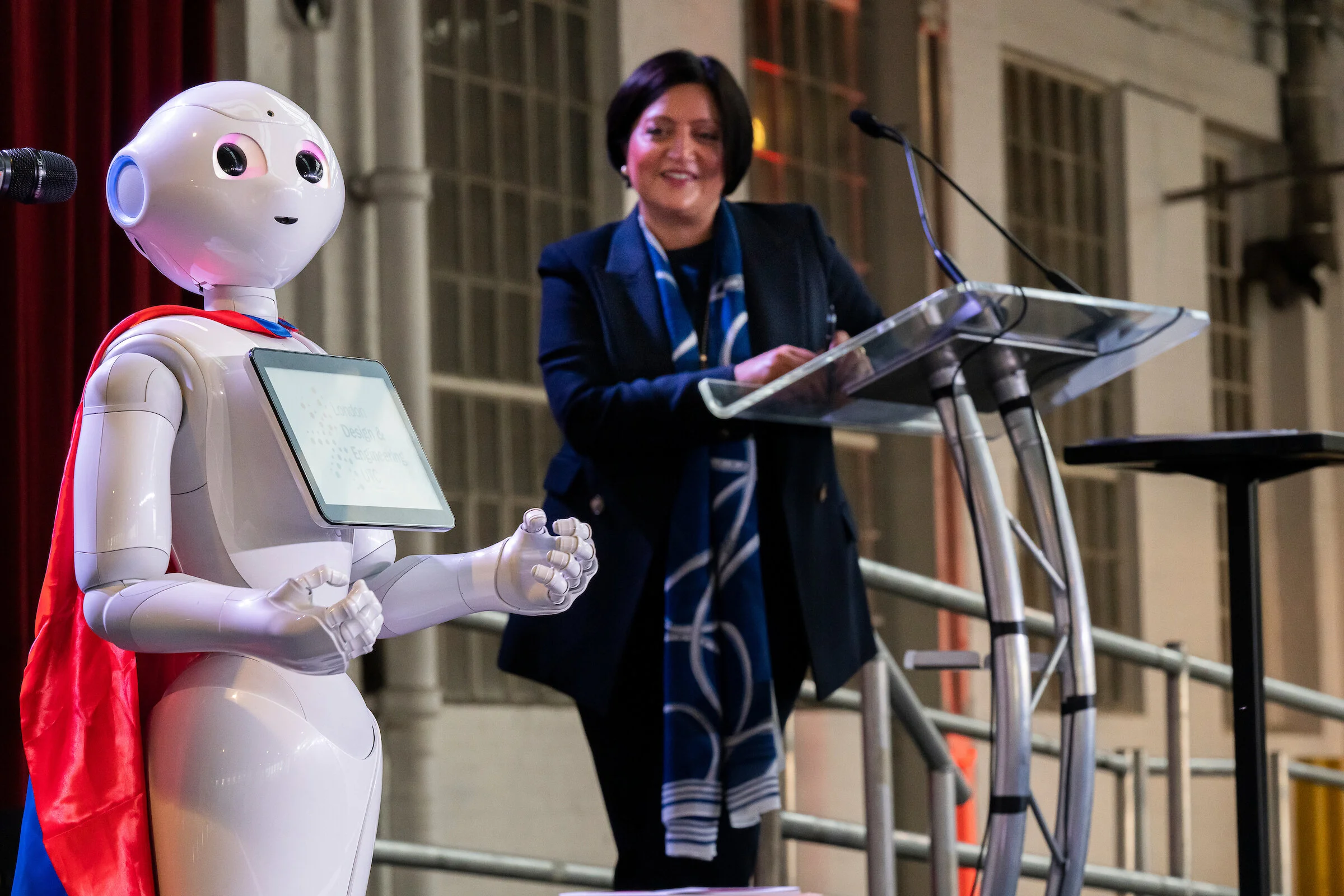 028_NEWHAM_SPARKS_Newham-Mayor-Rokhsana-Fiaz-OBE-with-Pepper-the-Robot.JPG