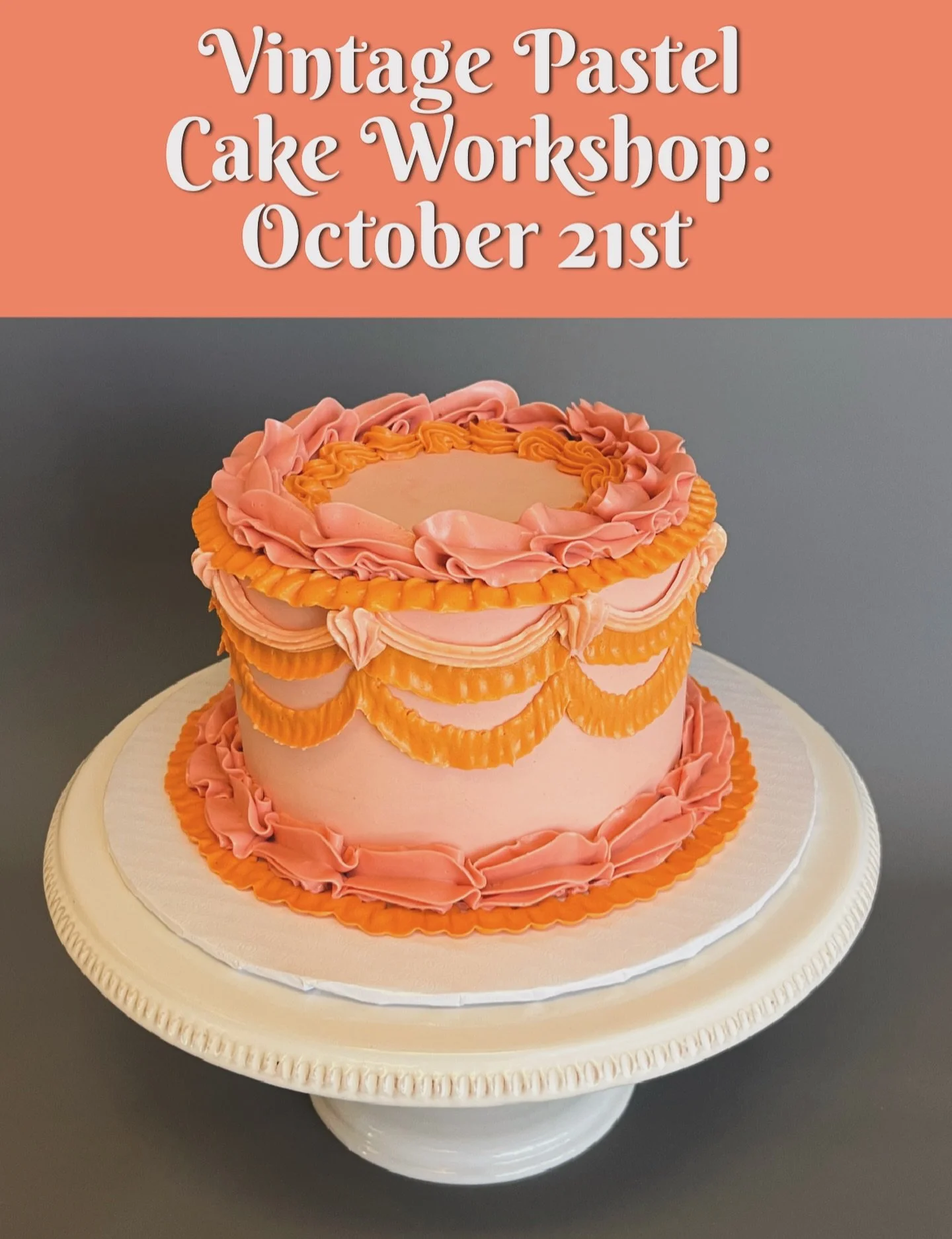 Come join me on October 21st and learn to decorate your very own vintage pastel cake. It&rsquo;s one of my most favorite workshops to teach, and my students always come up with so many beautiful and creative variations on this design! Sign up via the