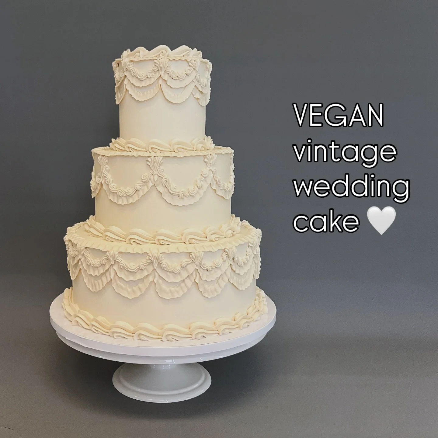 Three tiers of all-vegan &ldquo;Strawberry Cream&rdquo; (vegan vanilla cake + strawberry mousseline + strawberry-balsamic jam) for Allana and Jack yesterday at @the_ruins. Smaller vintage cakes in various sizes and shapes are available to order direc