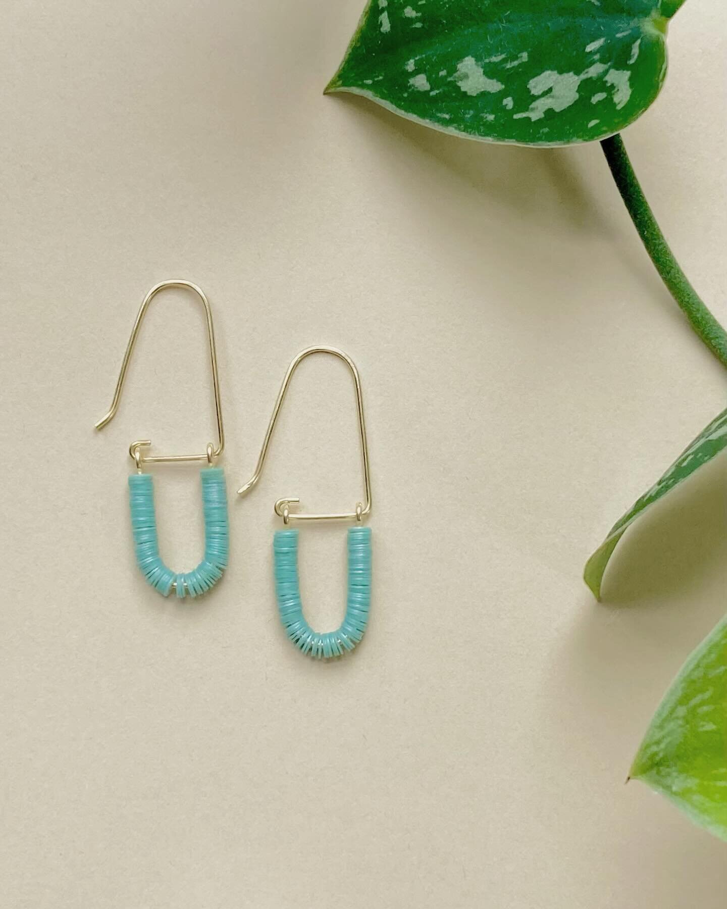 Introducing the Center hoops! Sweet and simple, these are an easy go-to when you&rsquo;re in the mood for a soft, minimal pop of color.