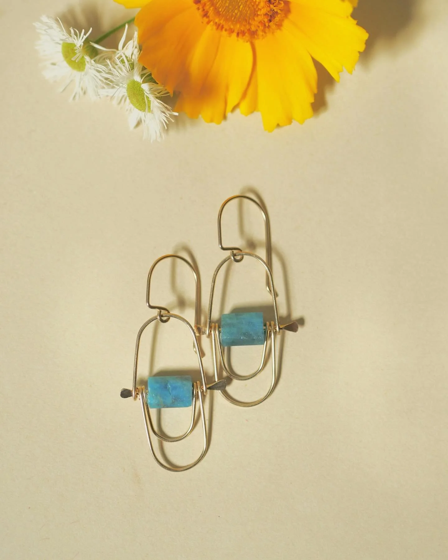 Dreamy raw gemstones and hand-formed arcs. The Ripple earrings are now online!