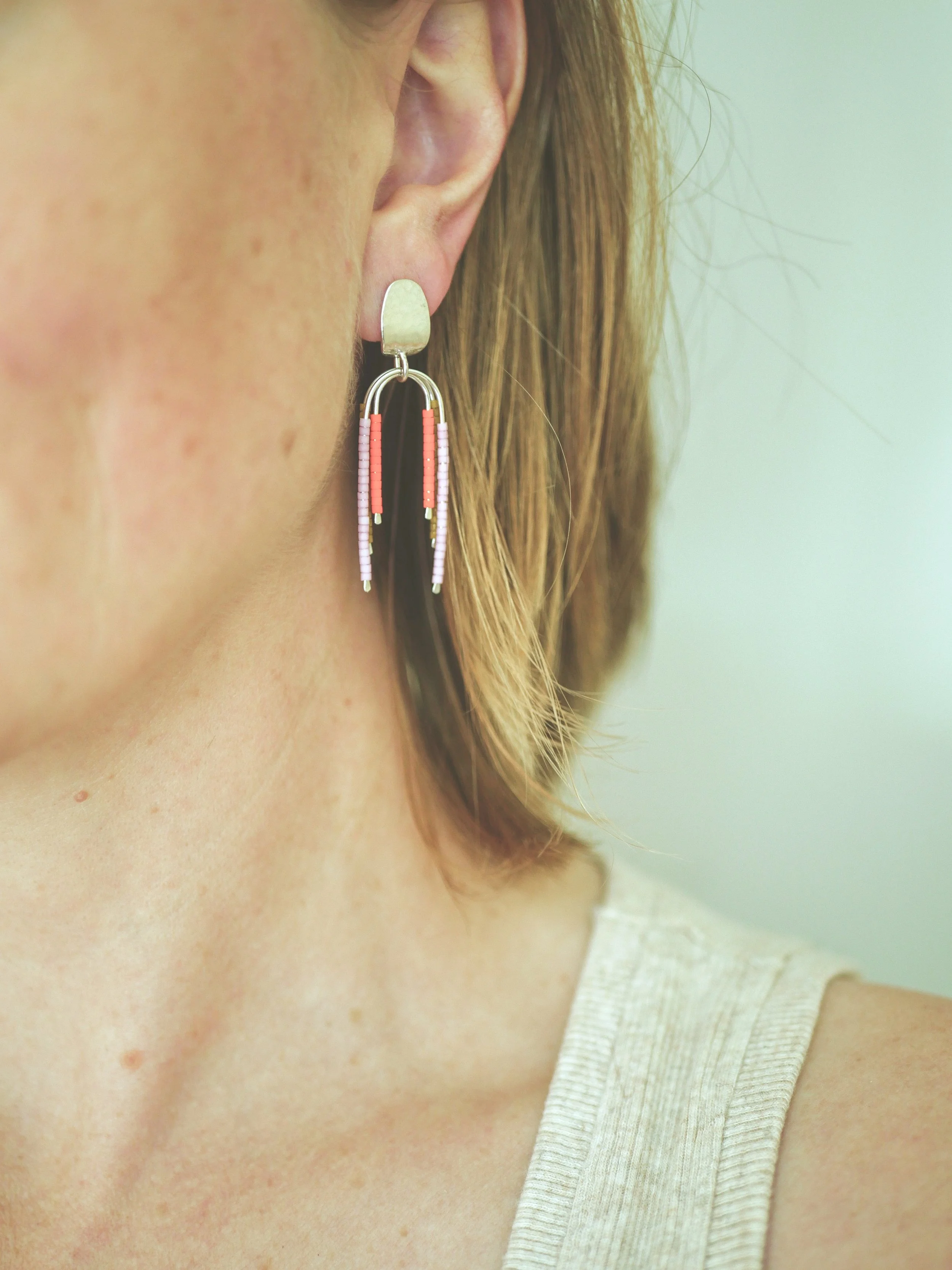 The Landing Earring - Lobe-hugging Studs with Beaded Accents