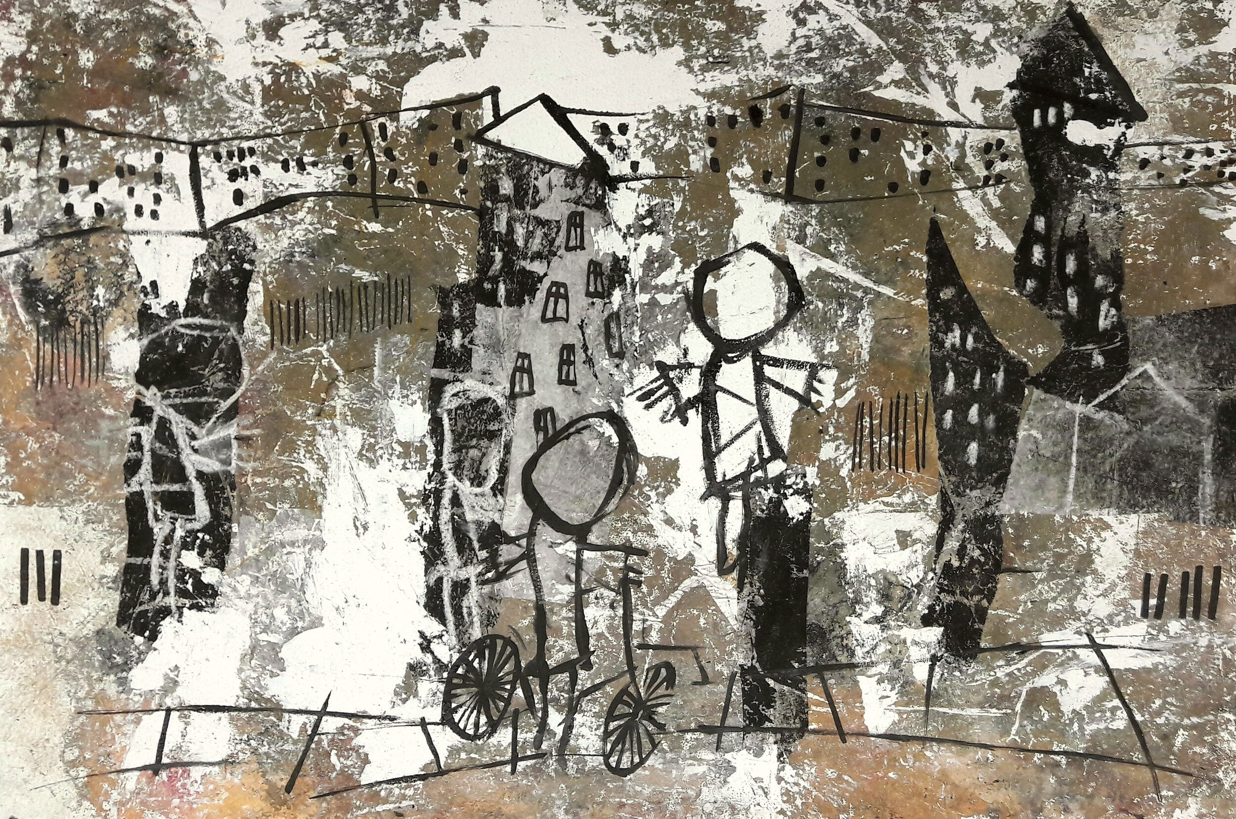 "Kleiner Ausflug", 2020, MT auf Papier, 33 x 47 cm