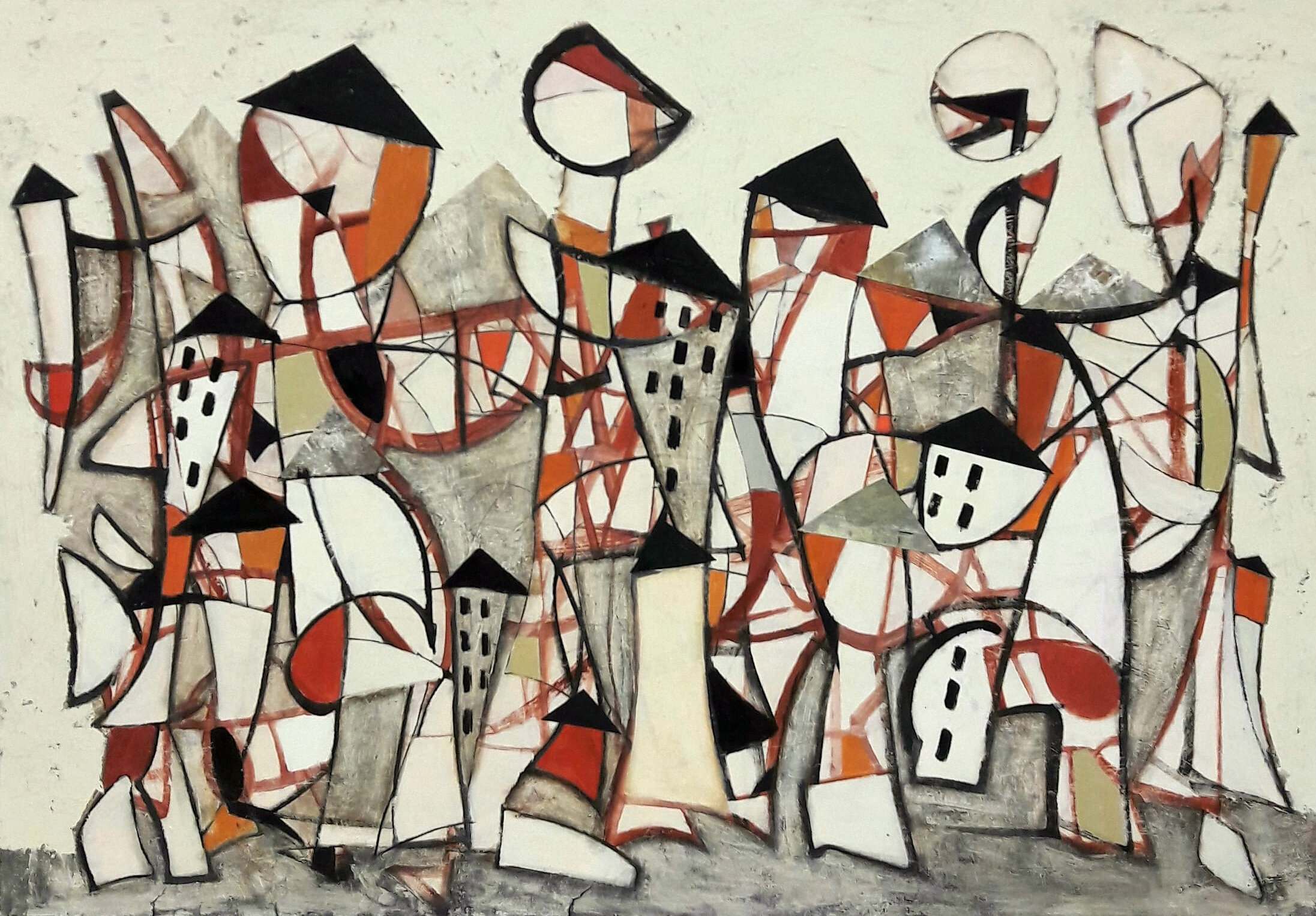 "Die Stadt", 2020, MT auf Papier, 70 x 100 cm