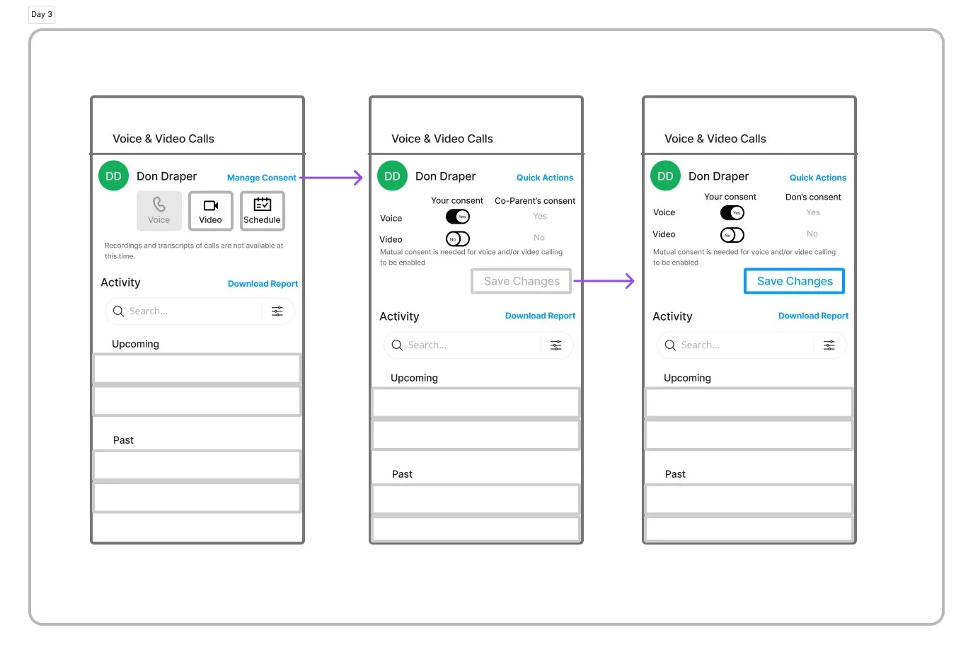 Day 5 - low/mid fidelity consent system