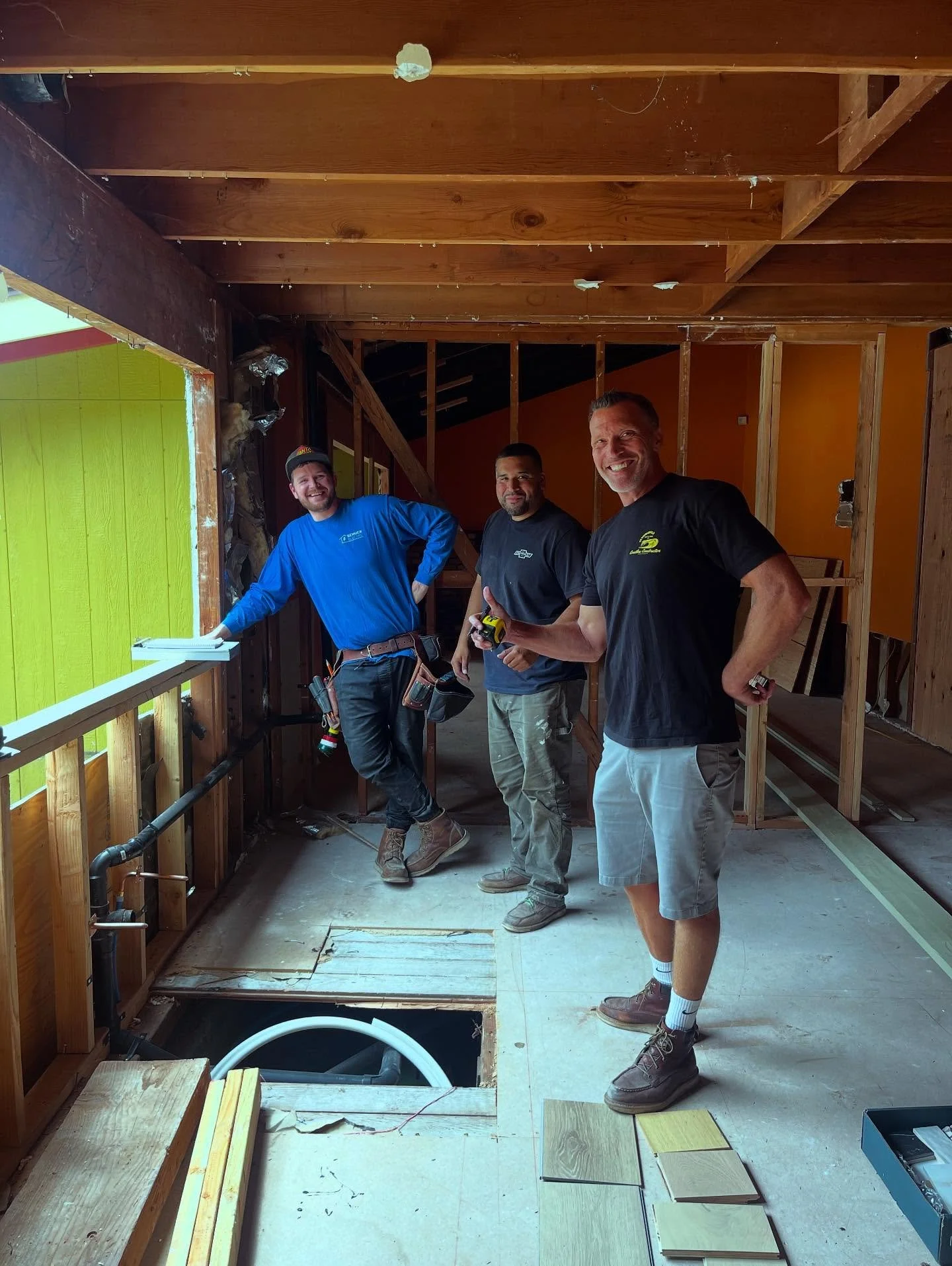 Laying out the rough electrical and plumbing is crucial to the end result having a functional and beautiful design. Our lead electrician Chaz is thoughtful and skilled - we don’t do lazy overdone can lighting here! George has been with us since