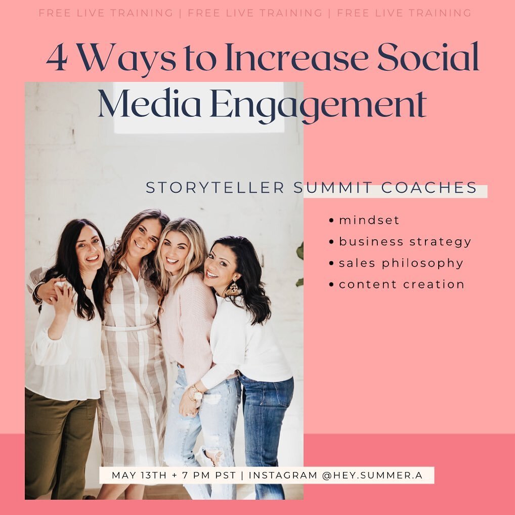📸Less than 24 hrs📸

Make sure you join us live over at @hey.summer.a as we chat about 4 ways to increase social media engagement... I bet you haven&rsquo;t thought of these before!

7pm pst TODAY!!!