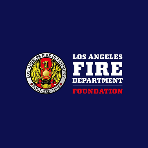 Black background with white text reading 'Los Angeles Fire Department' in a bold, collegiate font, stacked in the center