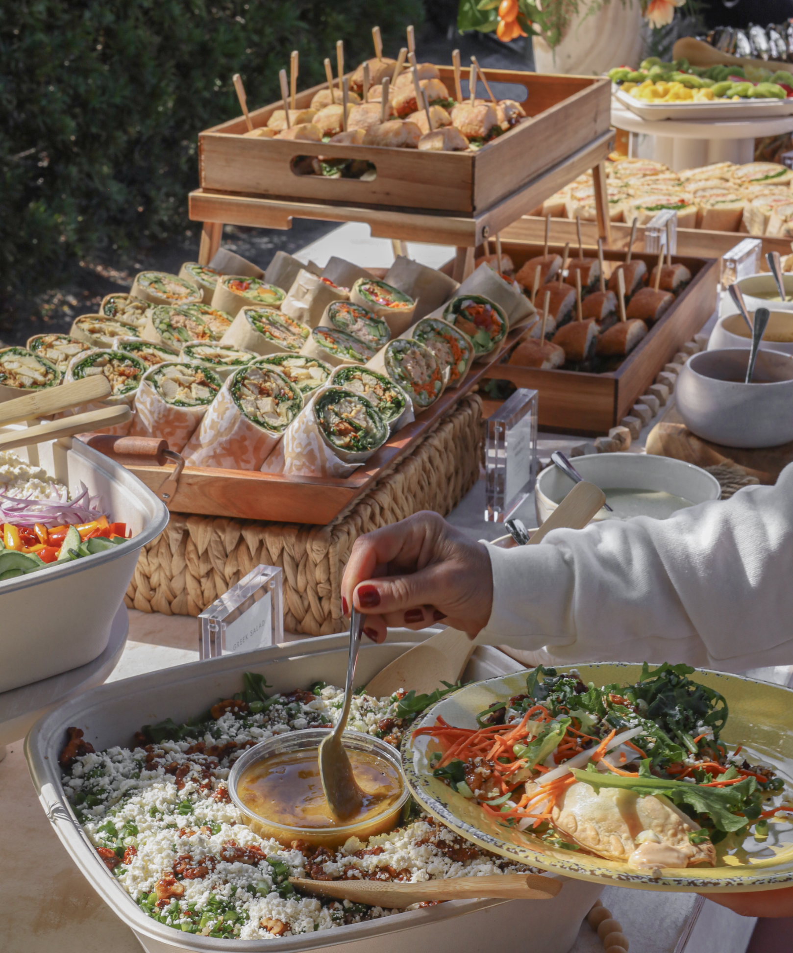 catering with fresh salads, wraps and snacks