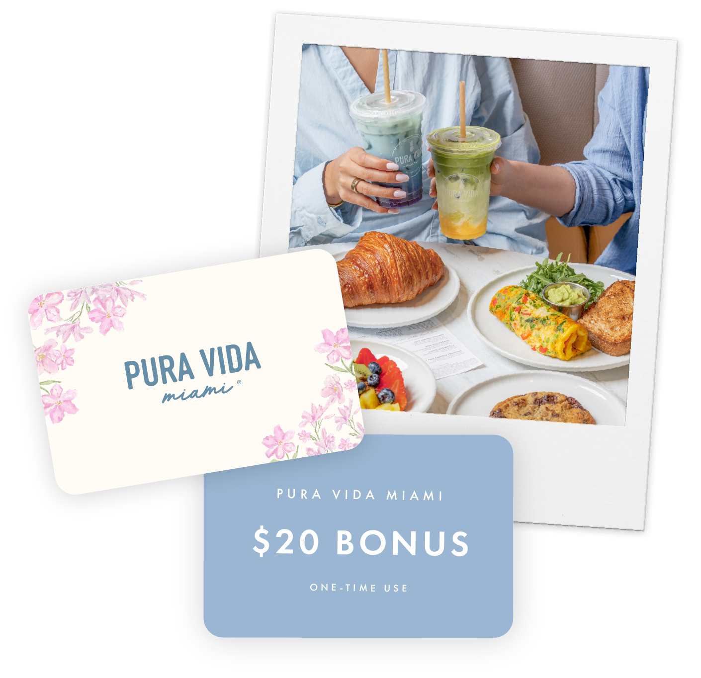 Image of a gift card and two people cheering