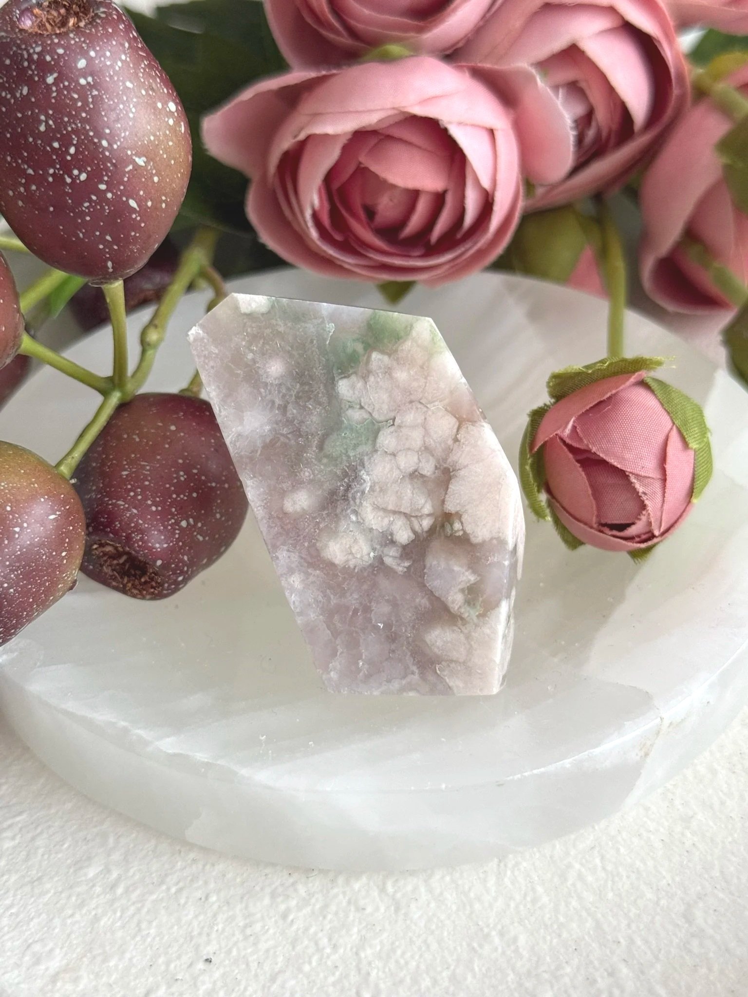 Pink Flower Agate Free Form