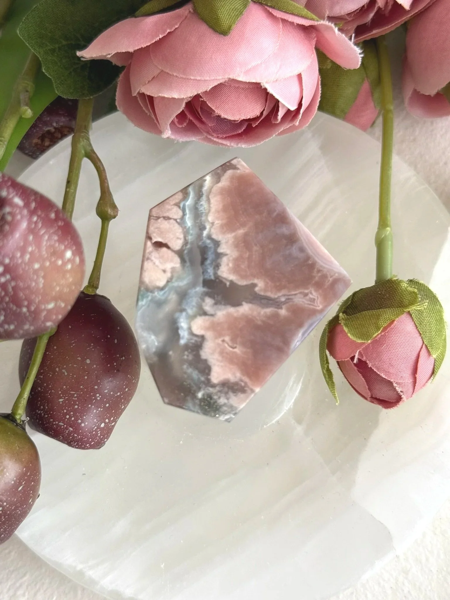 Green 52Flower Agate Free Form