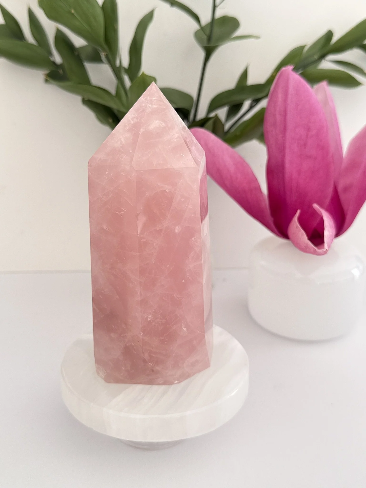 High Grade Rose Quartz Tower