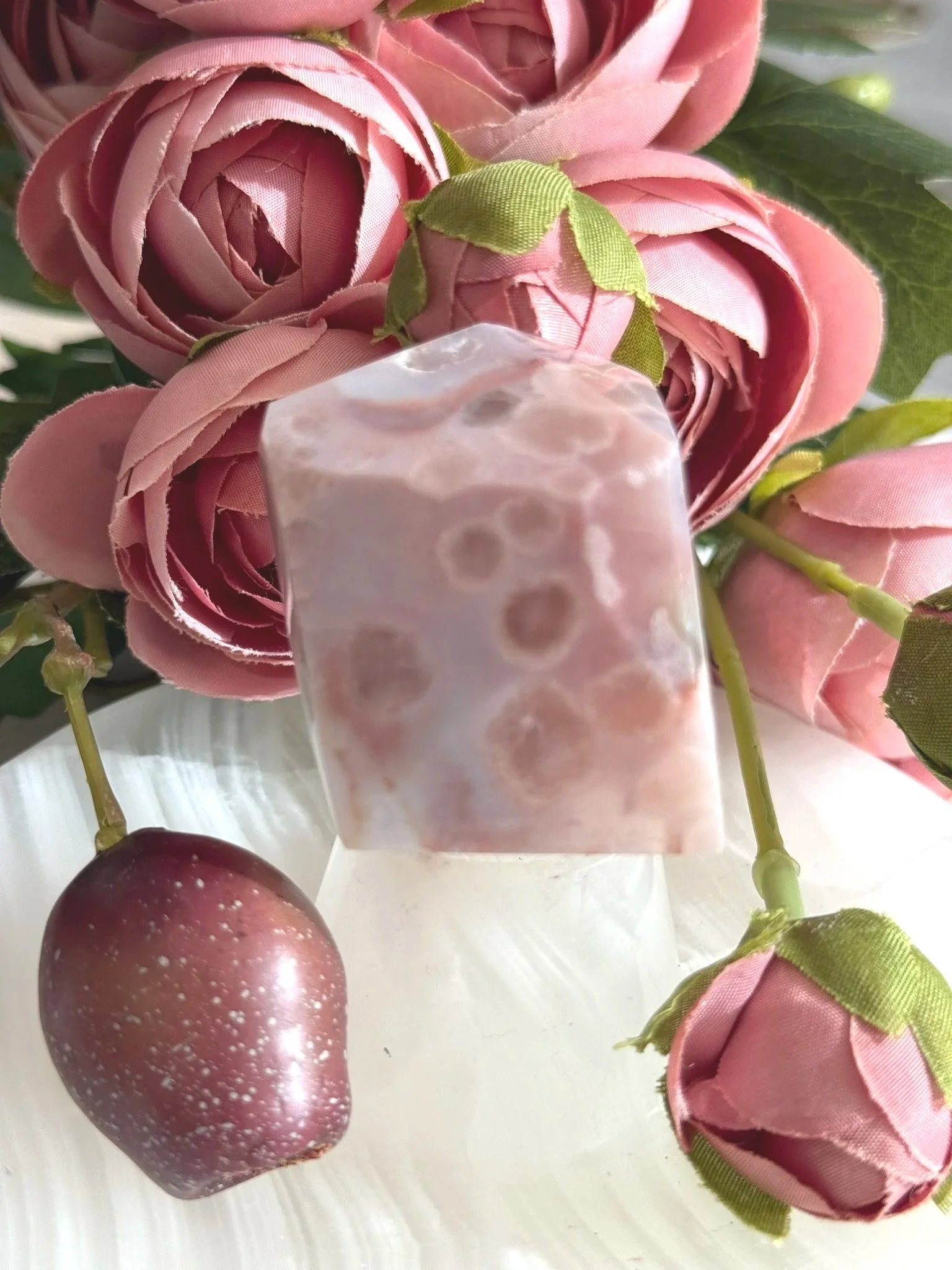 Pink Flower Agate Free Form