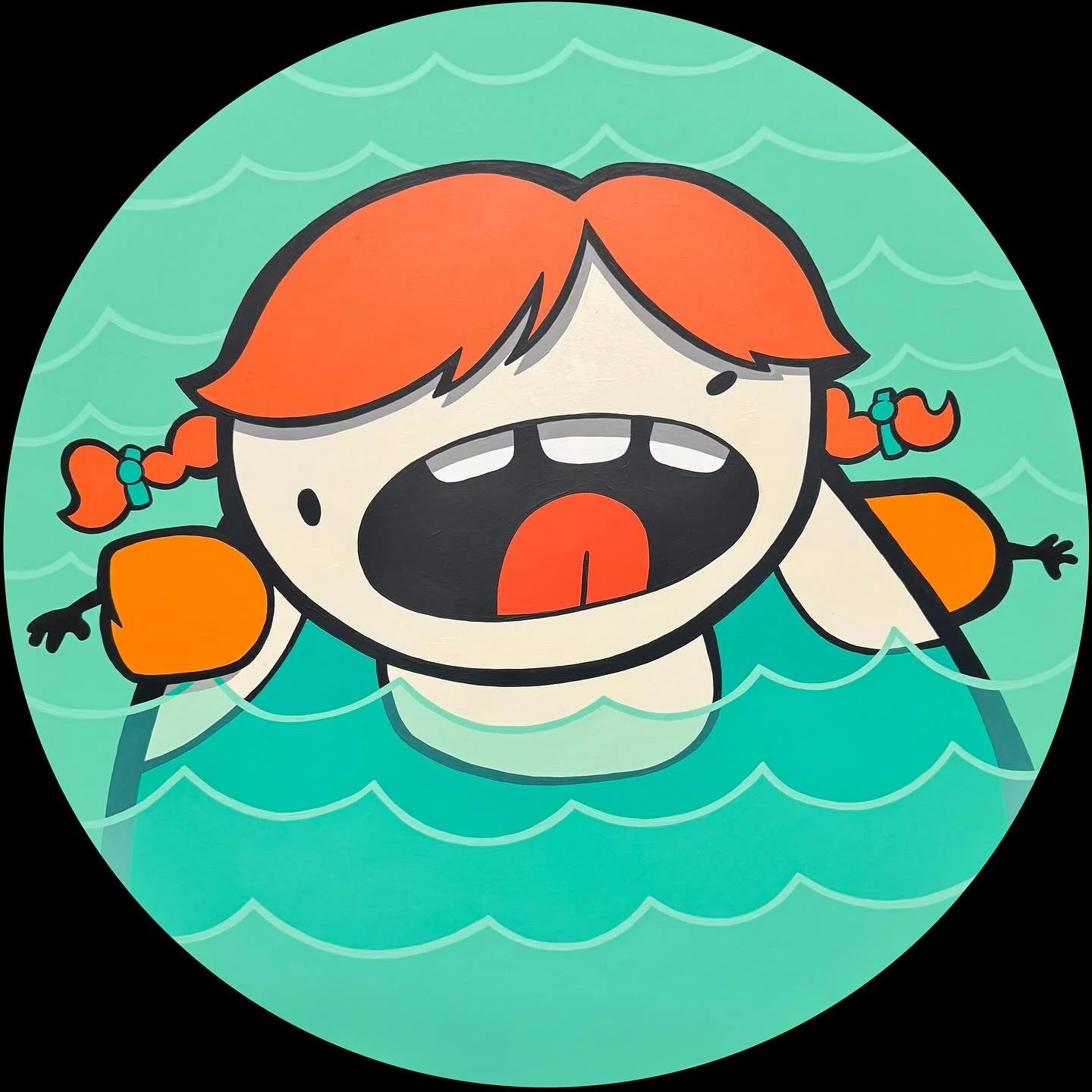 Watch Me Do This | latex paint on 45&rdquo; round panel | Price on request

Part of a series of 14 circle paintings created for exhibition at @934gallery from October 17 to November 15, 2025.