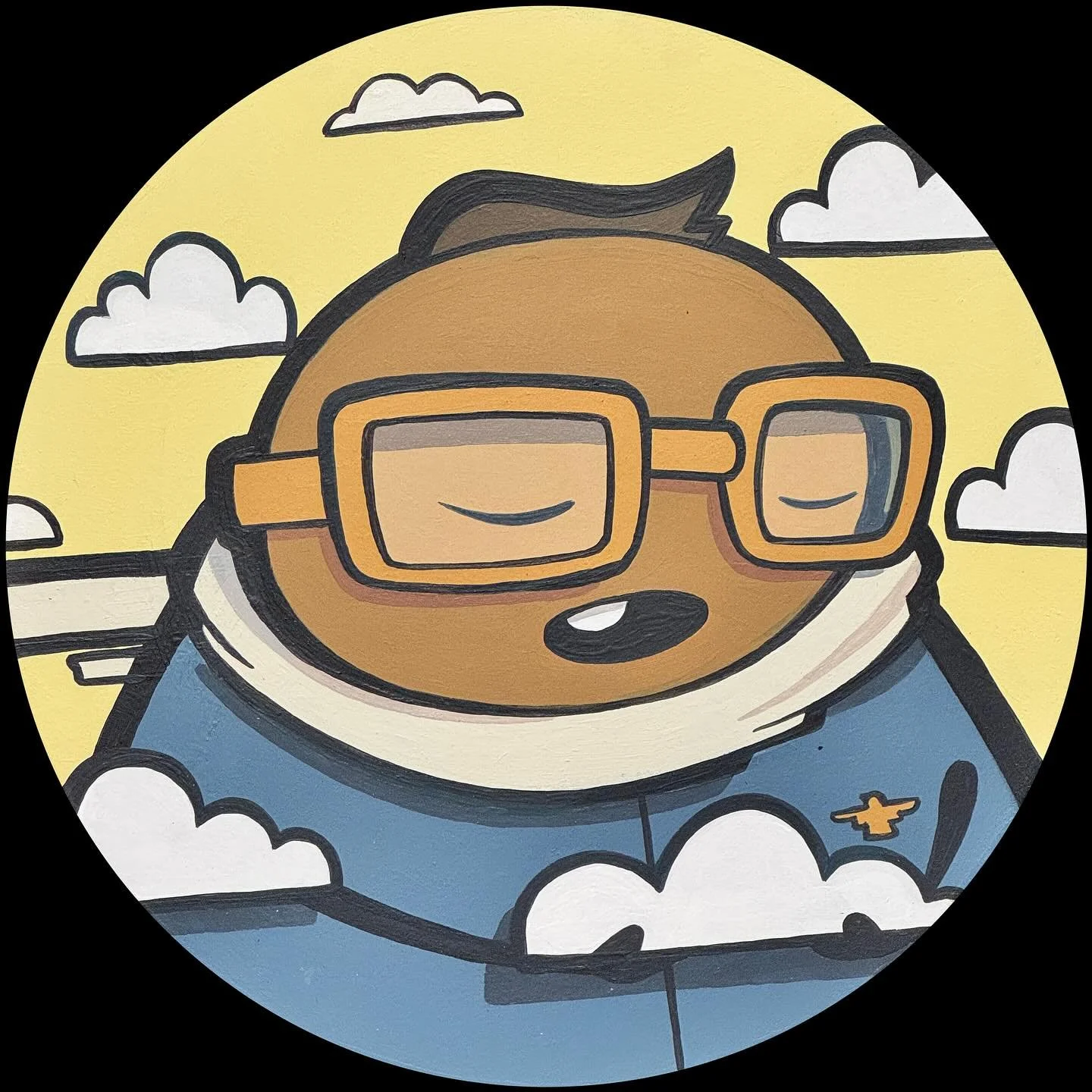 Hold Up the Sky | latex paint on 11&rdquo; round panel | Price on request

Part of a series of 14 circle paintings created for exhibition at @934gallery from October 17 to November 15, 2025.