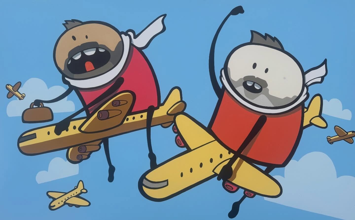 Companion Travel | latex paint on panel | 58&rdquo; x 28&rdquo; | A recent commission for two great guys about their travels together.