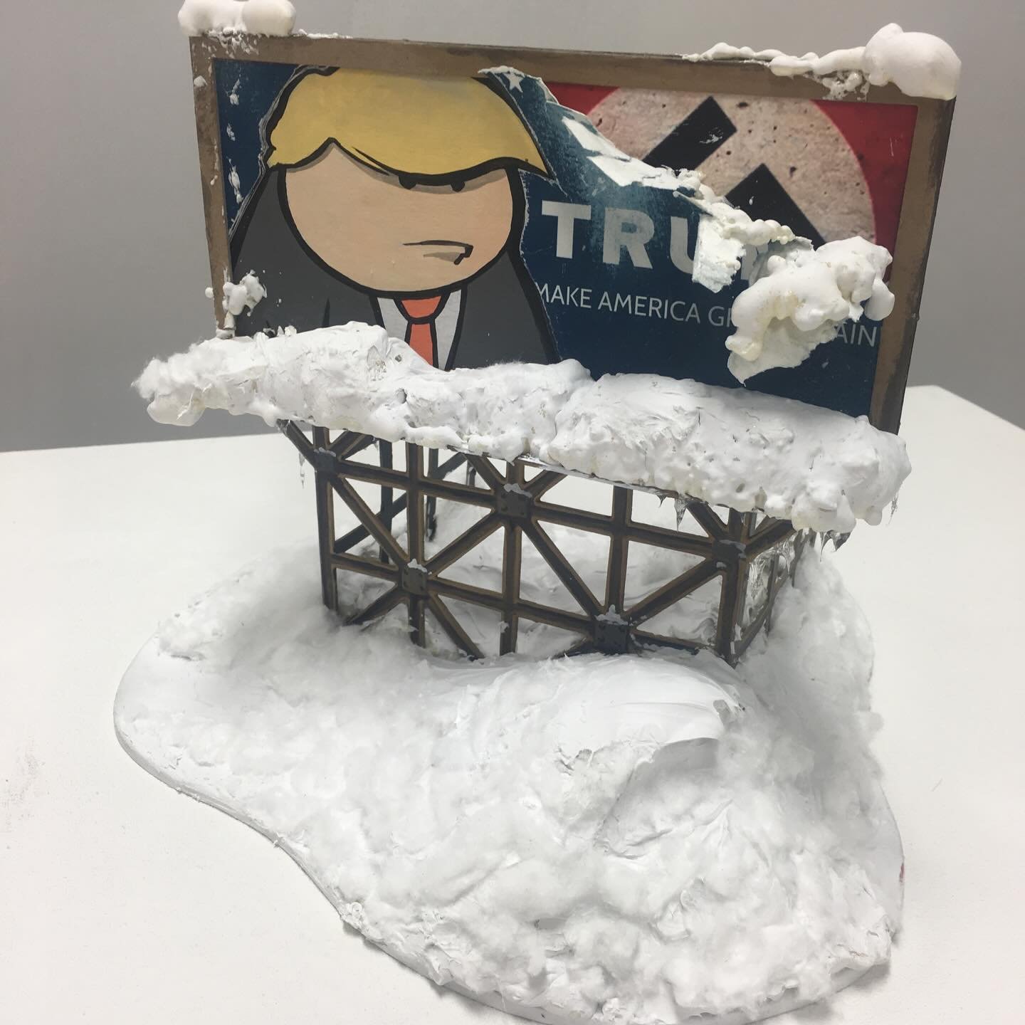 When I made this in 2016 for a show @rivetgallery , it seemed somewhat provocative. Now it just seems obvious. I wait every day for this fascism, corruption and stupidity to end. All of it, like a house of cards&hellip; utter and complete collapse.