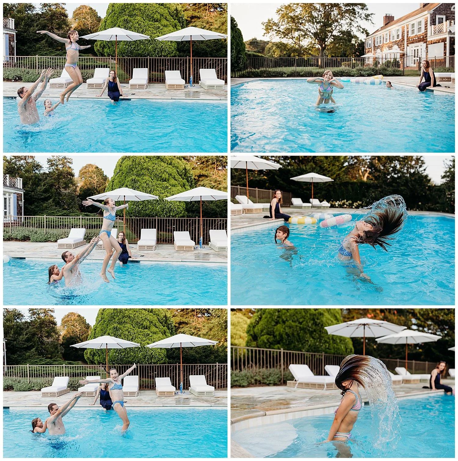 Family enjoying summer together outdoors during a backyard family photography session in Florida