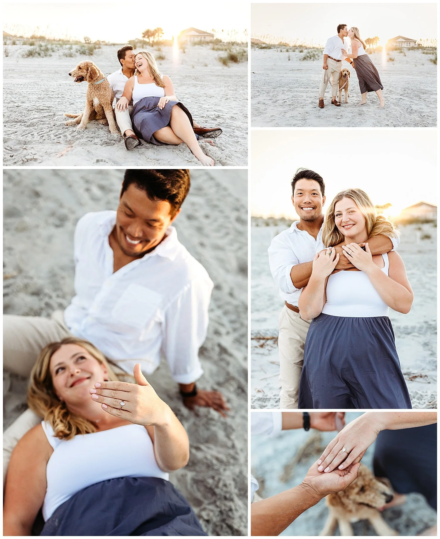 Couple hugging after she says yes during a surprise engagement session in Ponte Vedra Beach.
