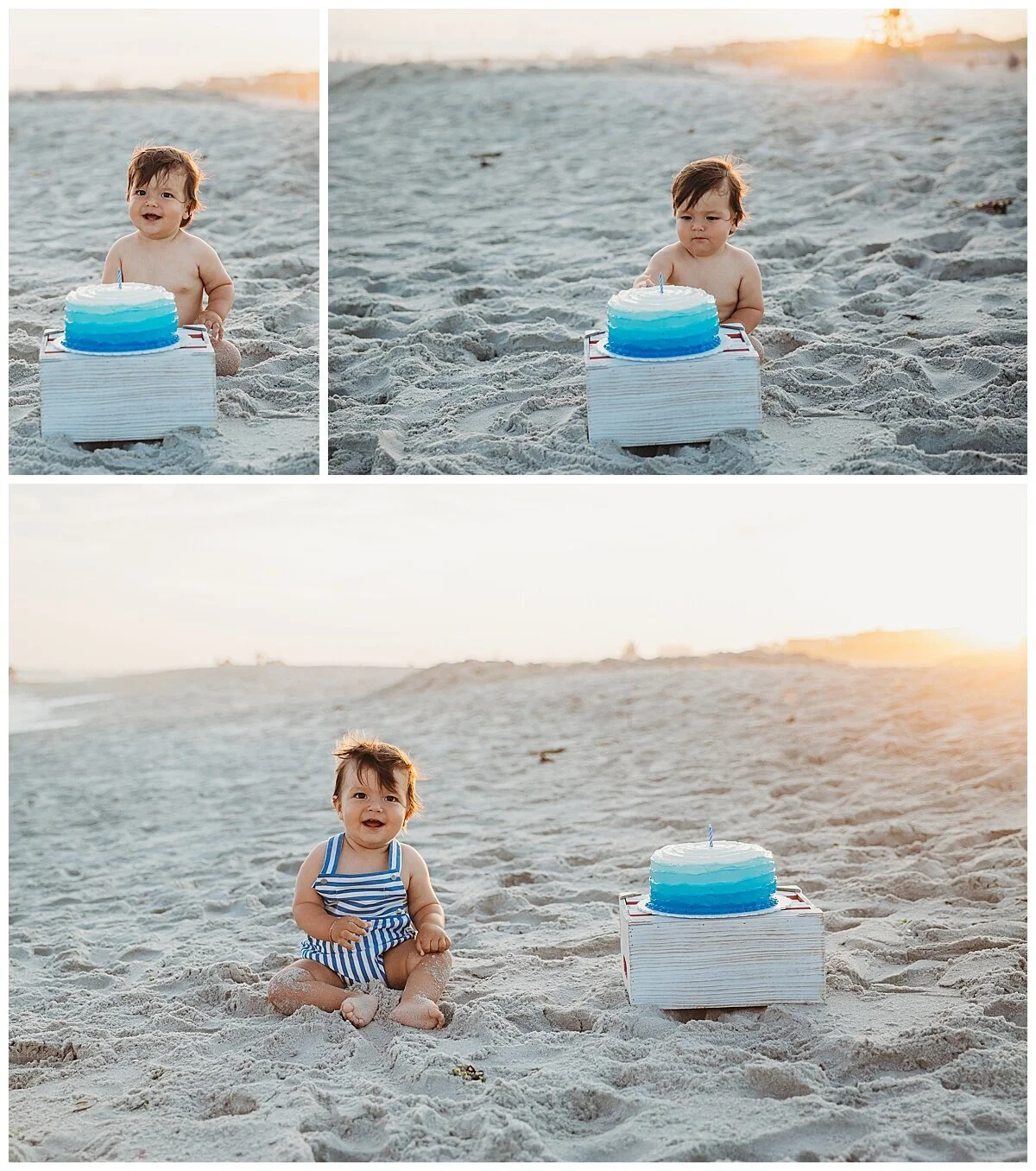 simple outdoor cake smash at the beach