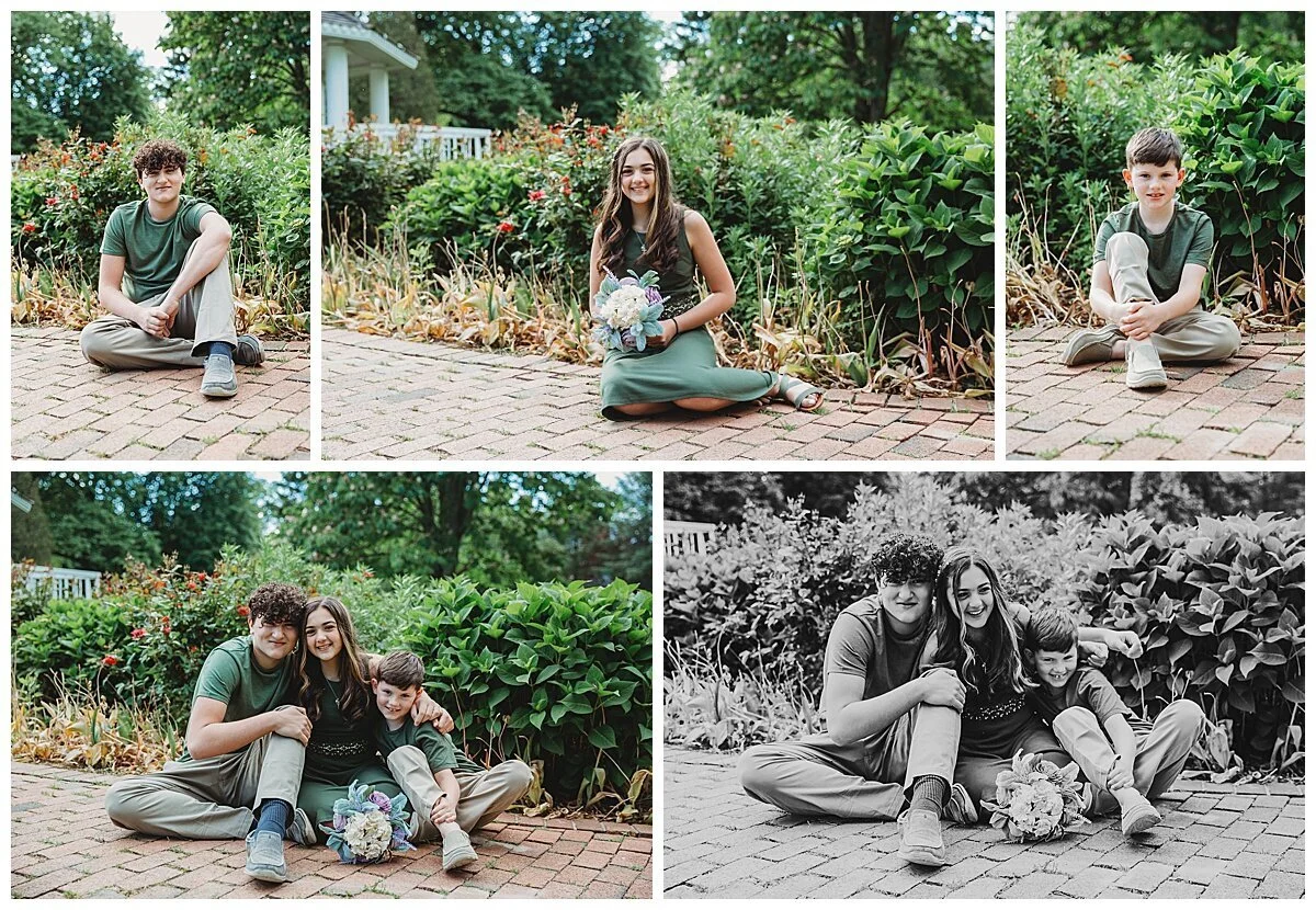 children embraced and laughing after a wedding in their yard
