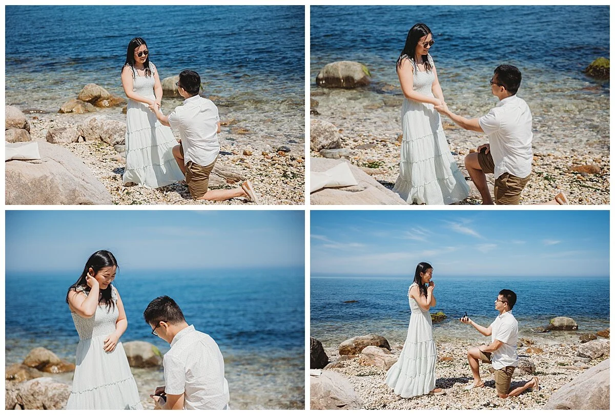 secret proposal on the beach early morning