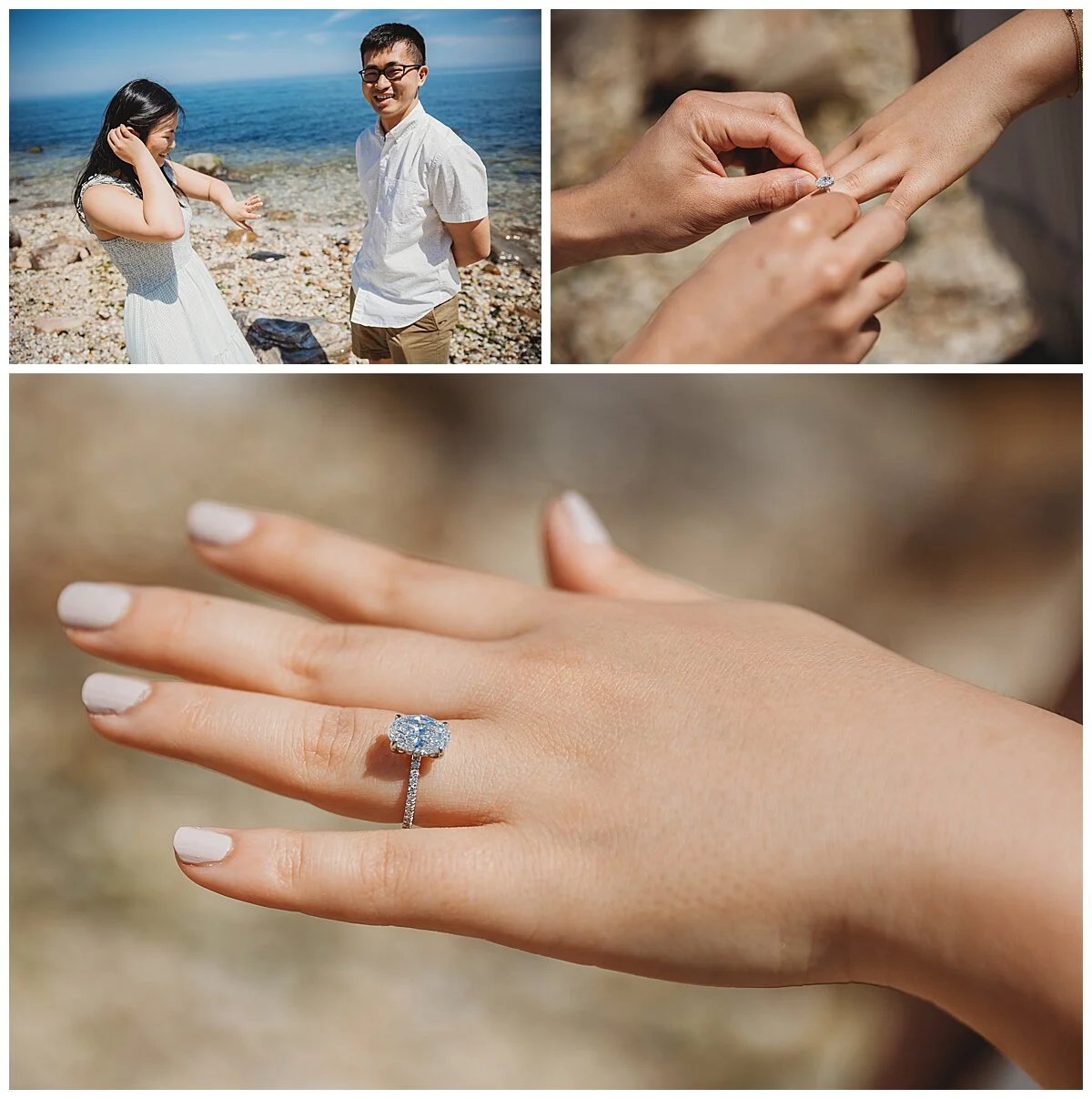 close up of hand putting ring on girlfriend