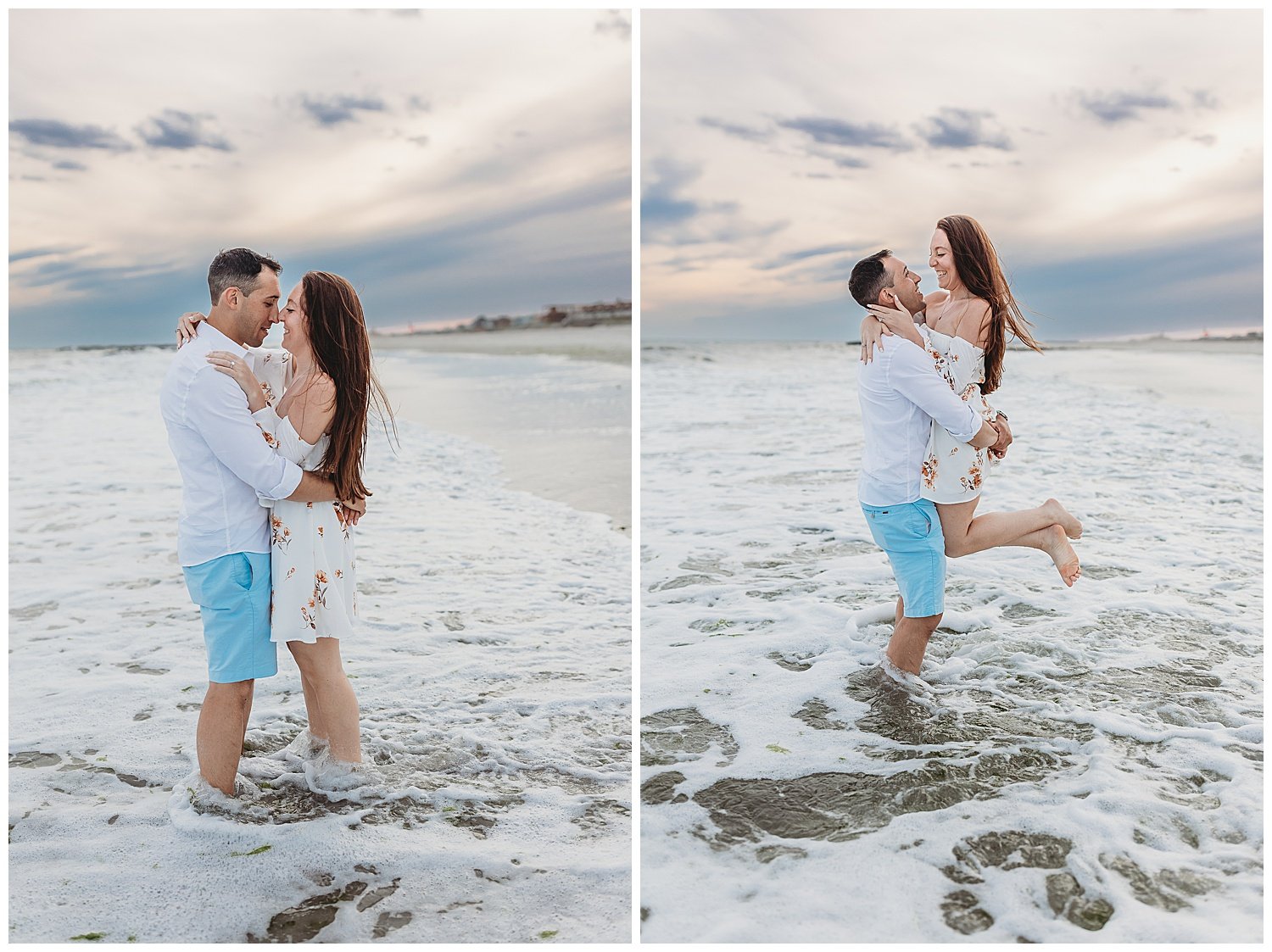 Romantic sunset engagement photos at Neptune Beach Florida