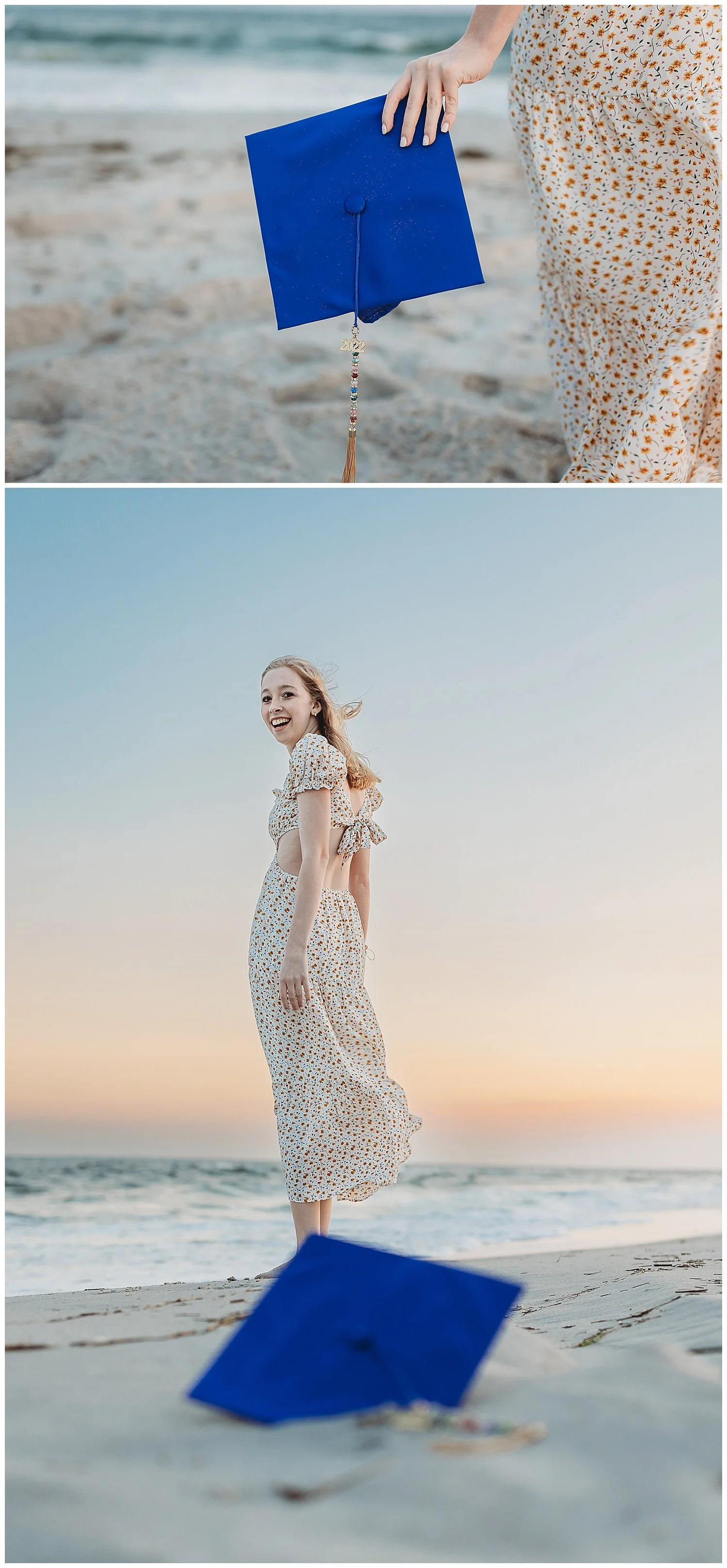 Graduation cap detail during Ponte Vedra senior beach session