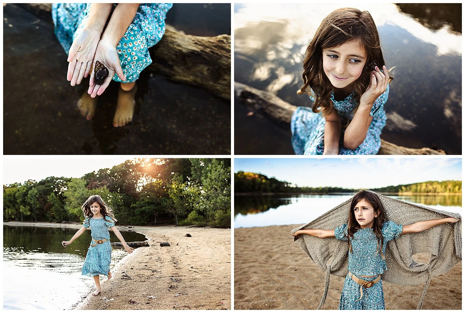 girl with boho wrap dancing on the beach and running and playing during her family photos